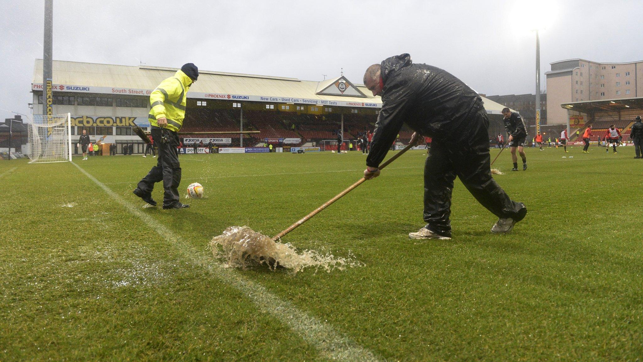 A sodden Firhill pitch