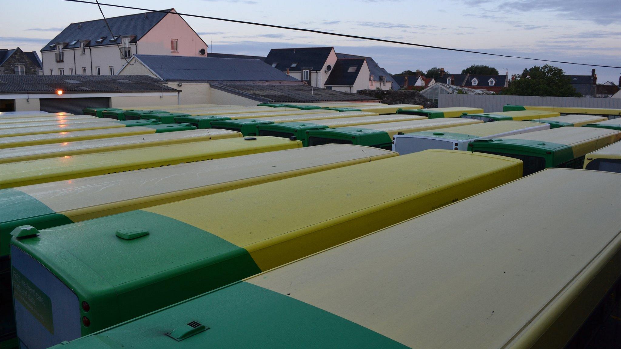 Guernsey buses in the depot