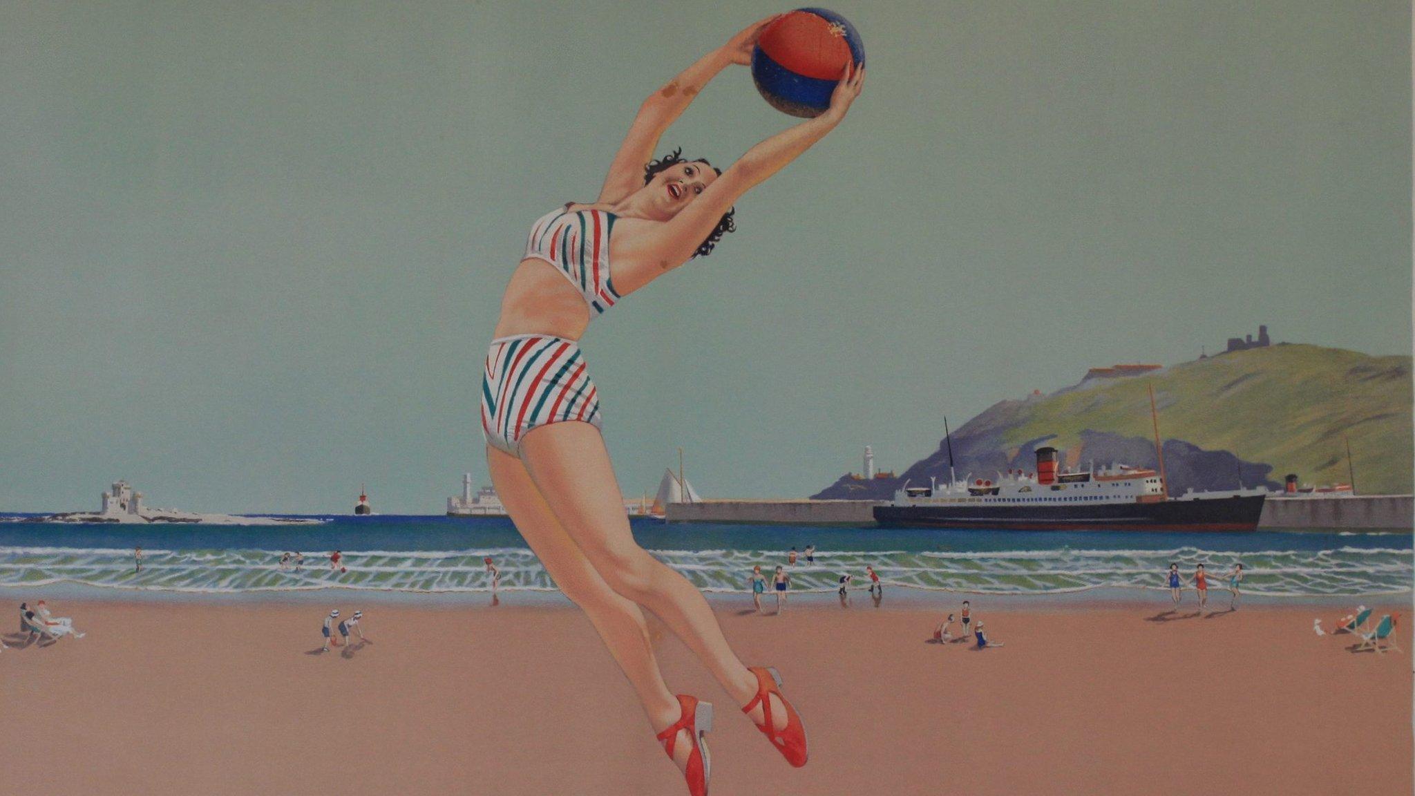 Woman jumping for ball in picture promoting Isle of Man