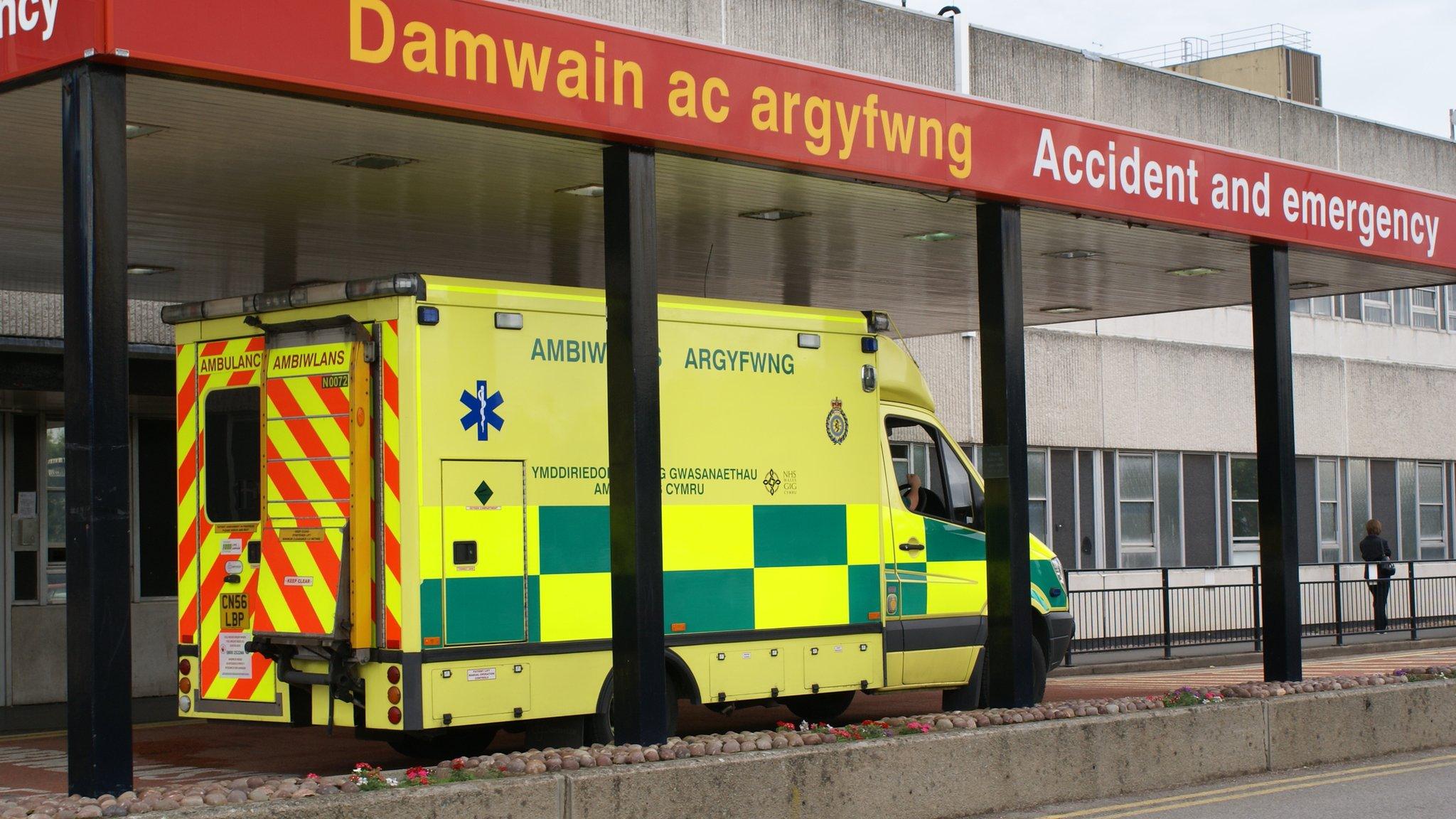 Welsh ambulance outside Glan Clwyd Hospital A&E