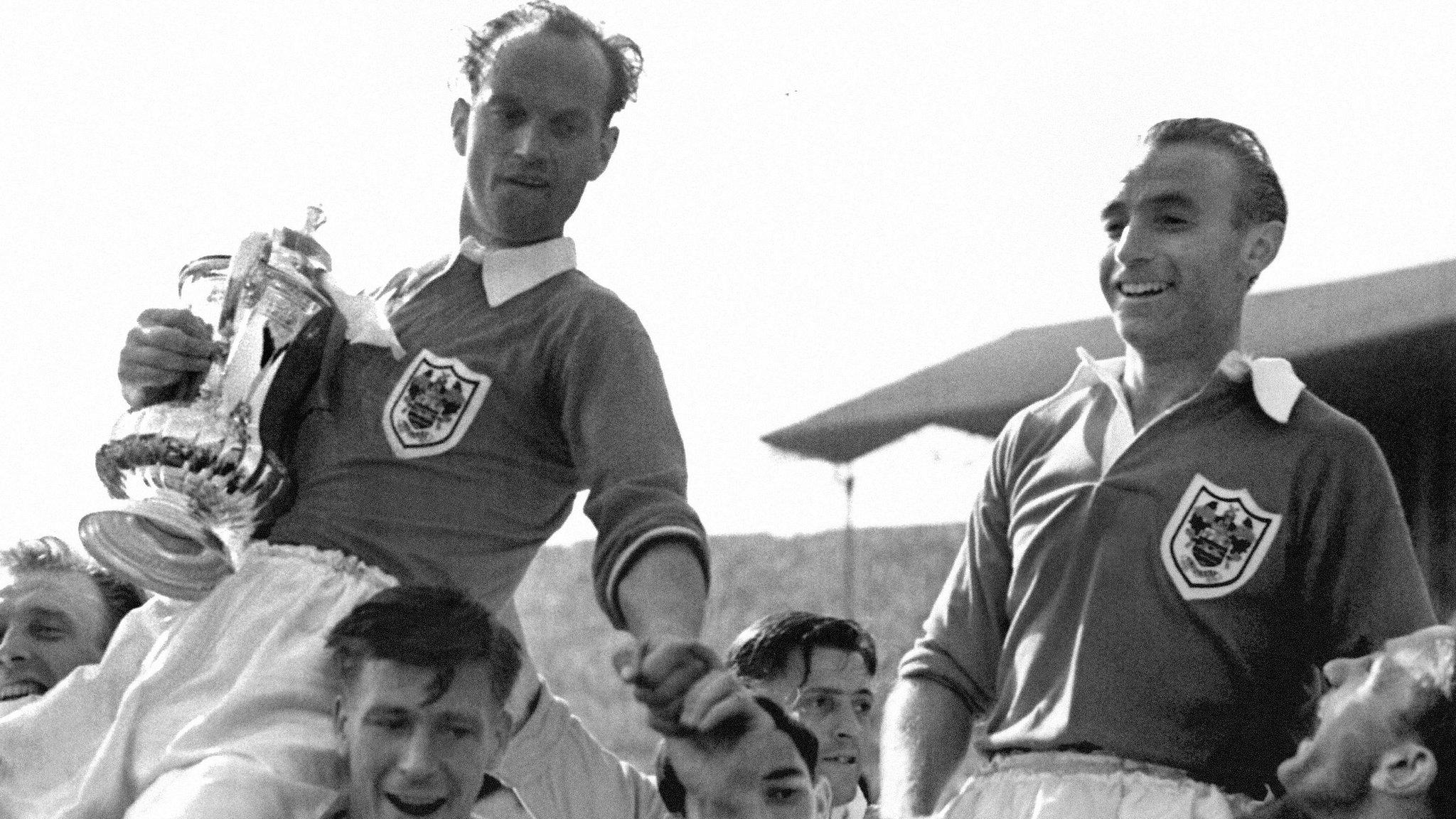 Blackpool celebrate their 1953 FA Cup final victory