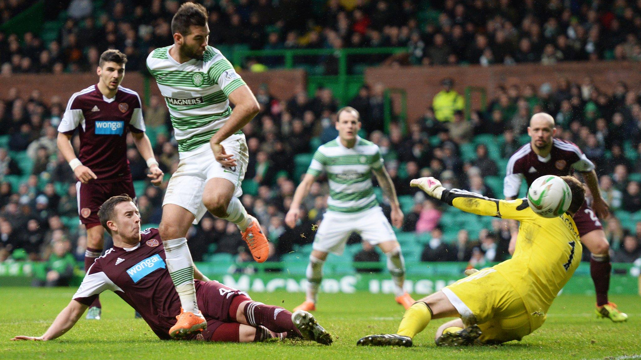 Celtic's Joe Ledley in action against Hearts