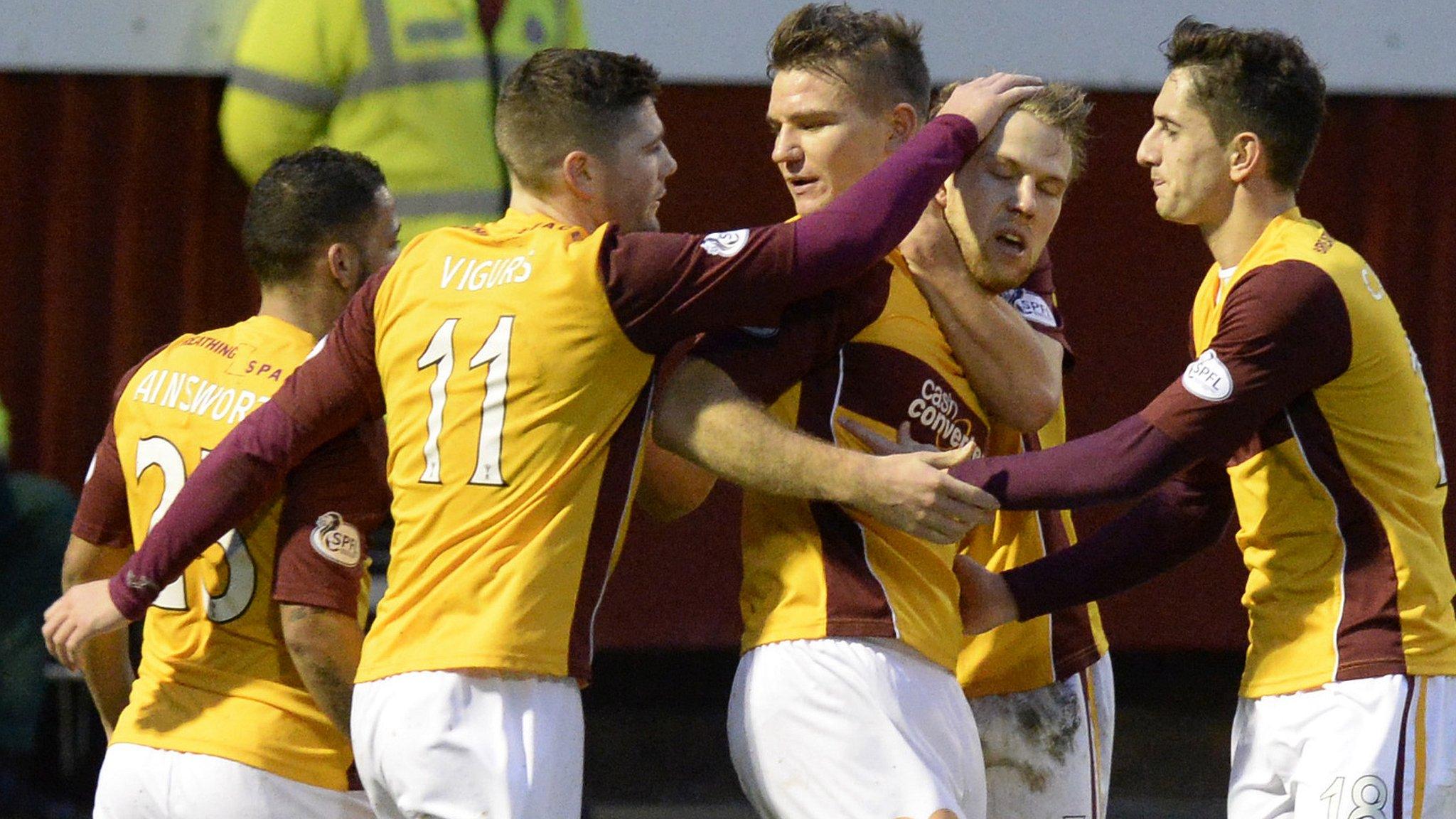 Motherwell players celebrating