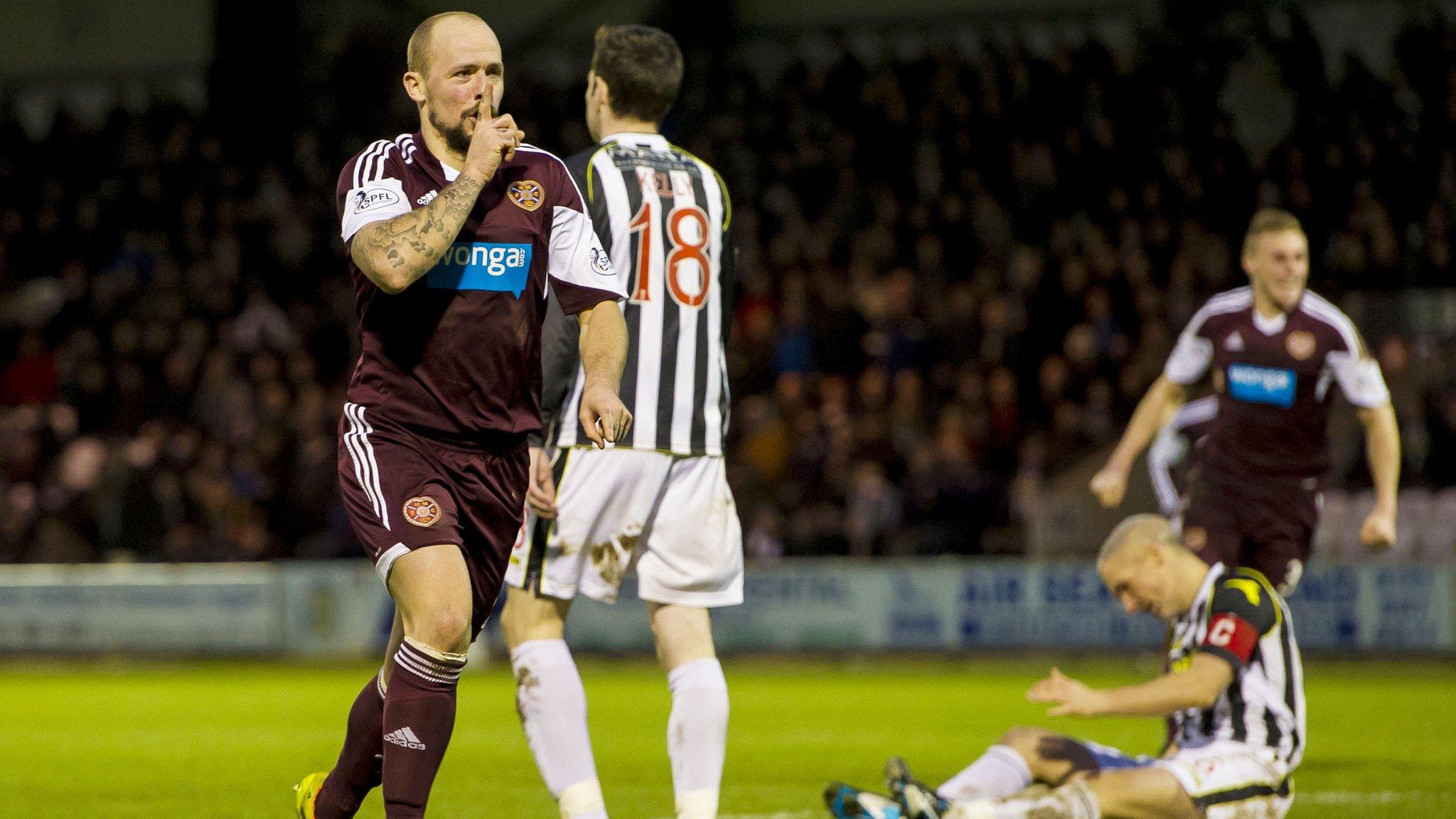 Jamie Hamill celebrates after scoring for Hearts against St Mirren