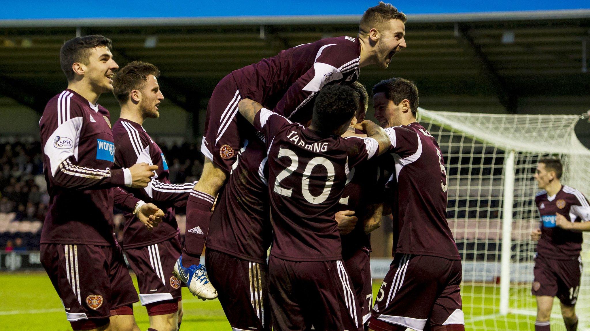 Hearts players celebrating