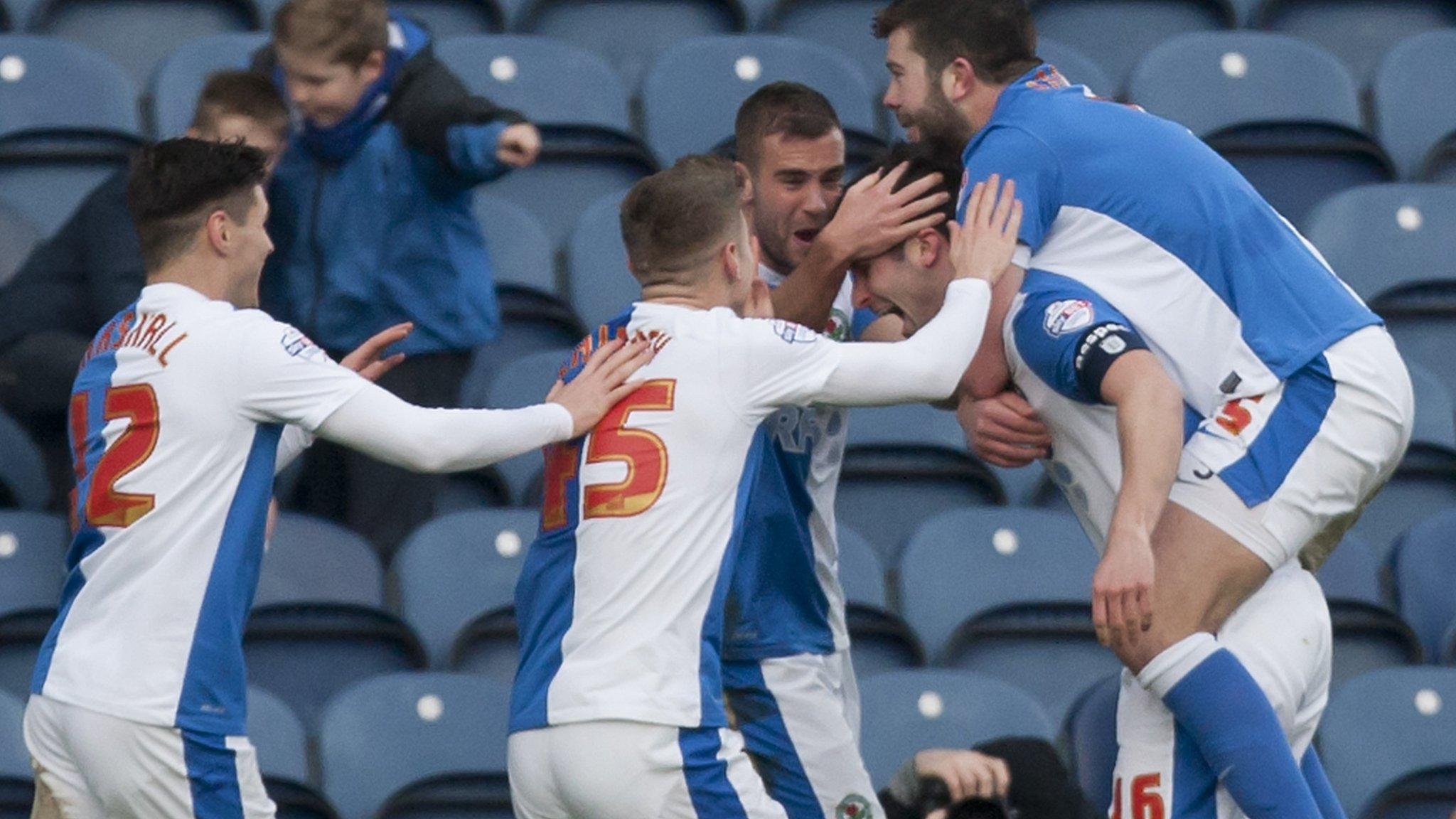 Blackburn celebrate Scott Dann's equaliser against Manchester City