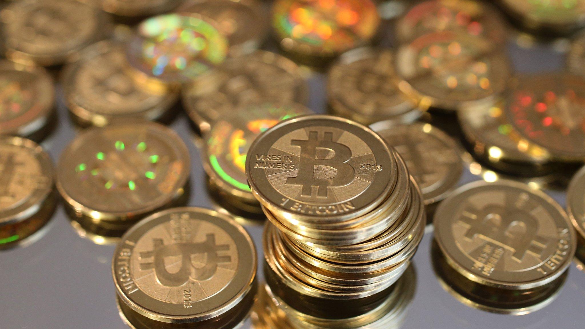 Coins showing Bitcoin symbol