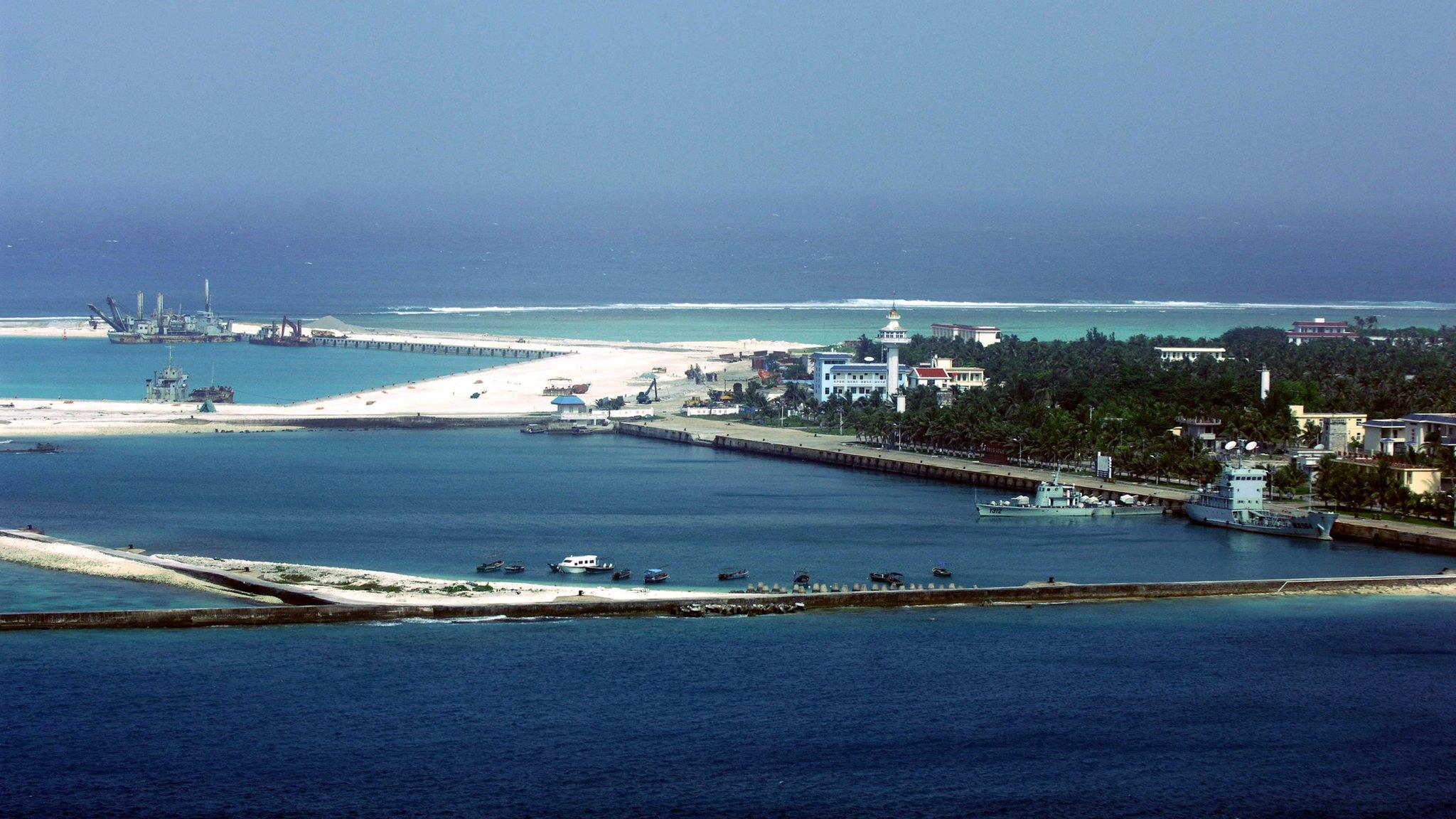 Aerial view of Sansha city on an island in the disputed Paracel chain on 27 January 2012