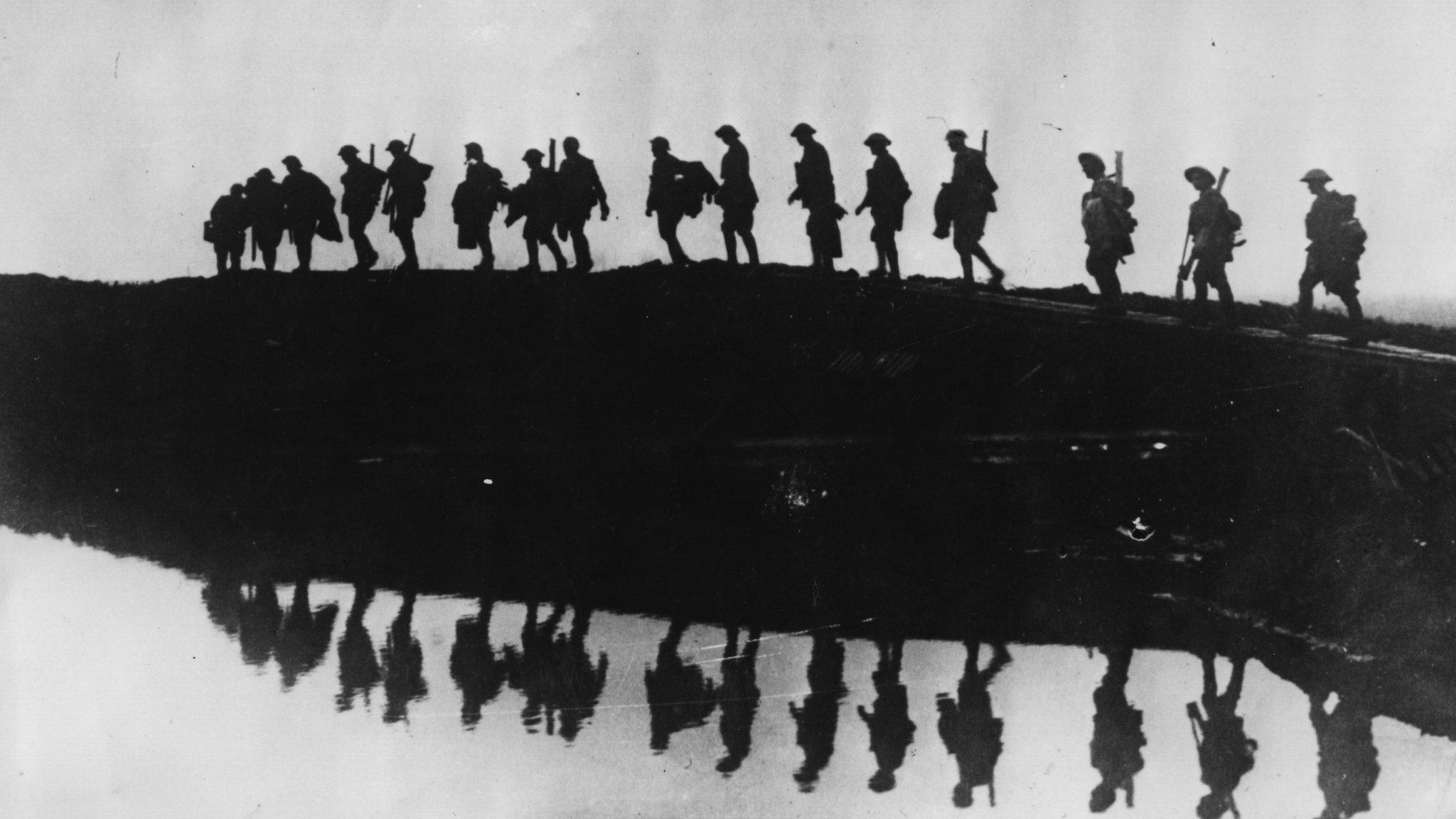WW1 troops in silhouette