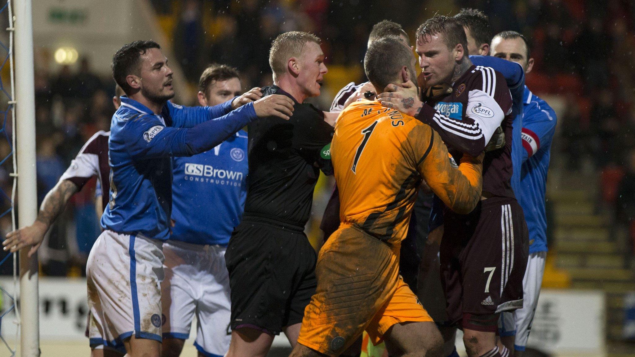 St Johnstone and Hearts players