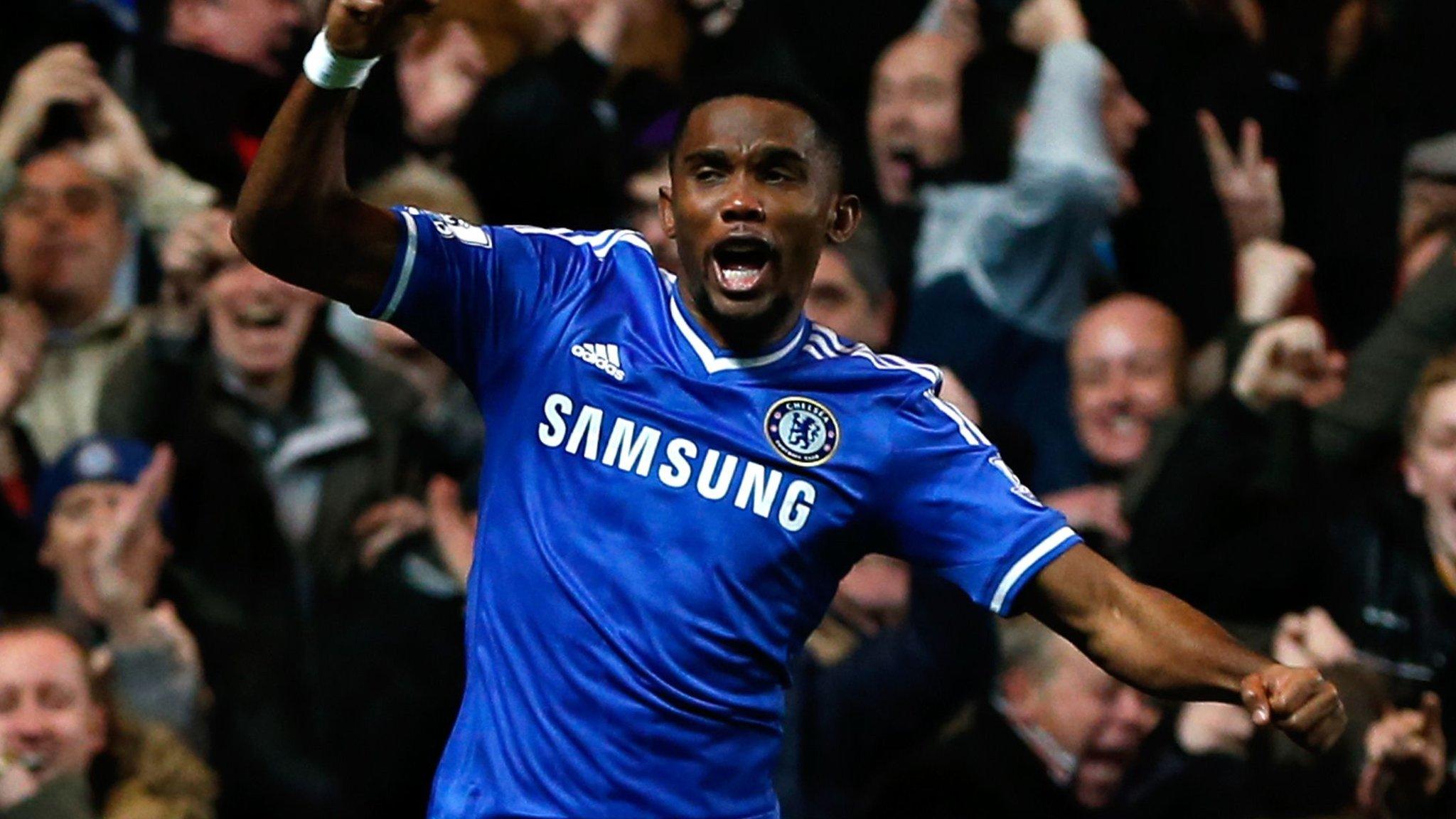 Samuel Eto'o scores a hat-trick against Manchester United