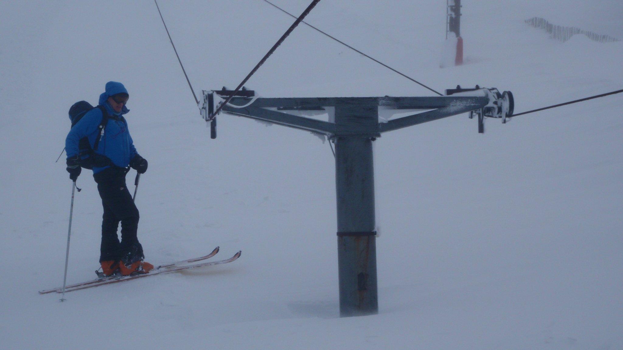 Ski tows almost buried at the Glenshee Ski Resort