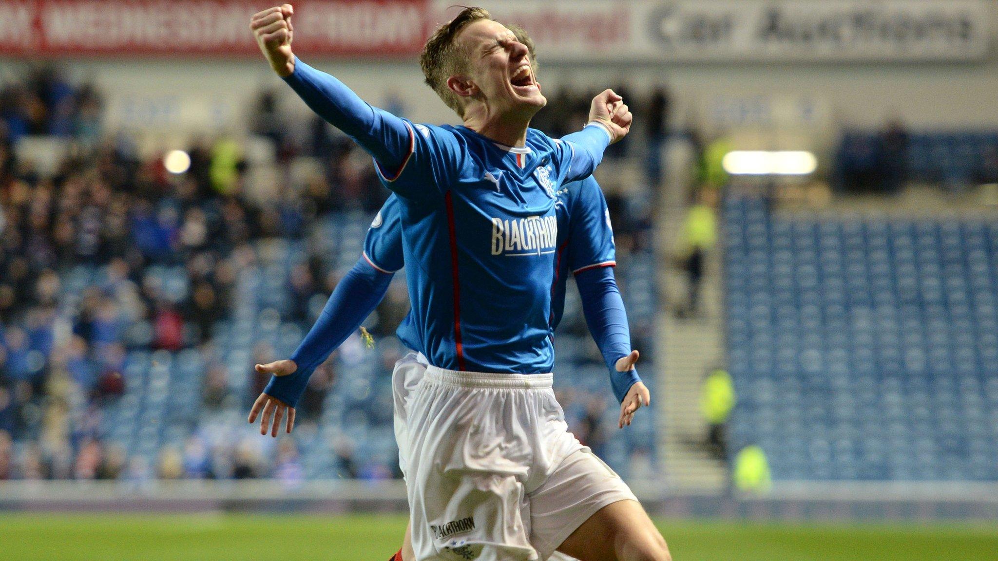 Dean Shiels celebrates after scoring for Rangers