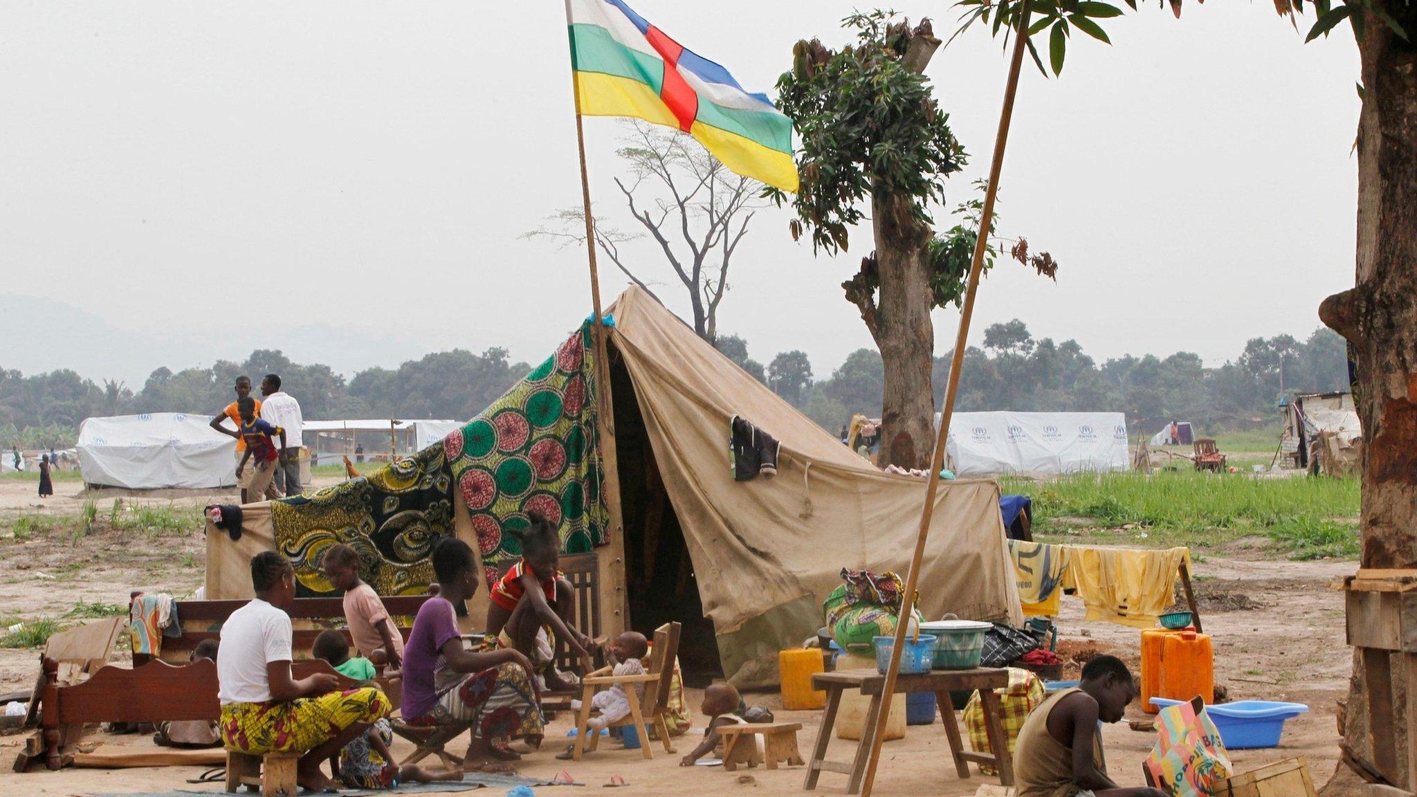 Camp for displaced people at Bangui airport on 14 February 2014