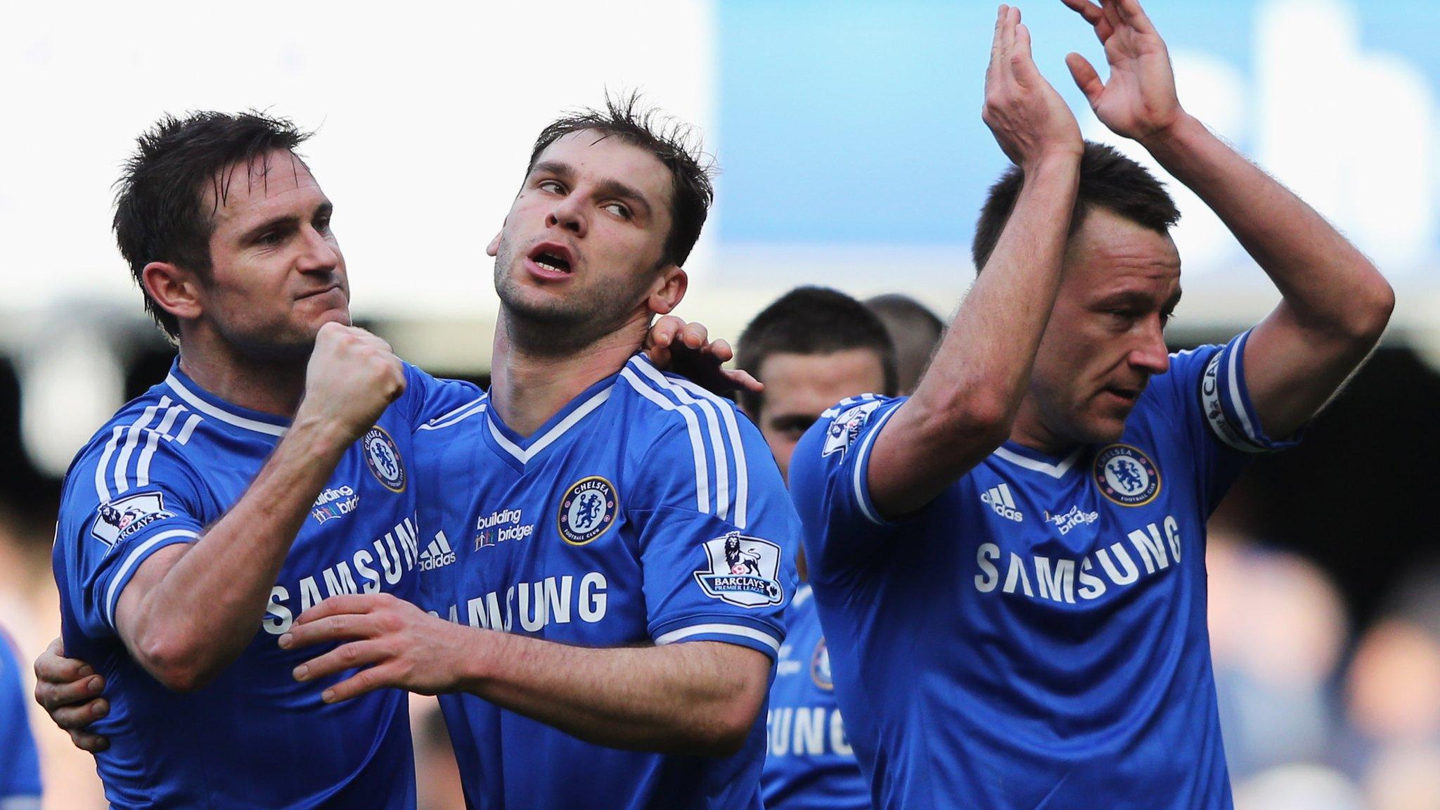 Chelsea celebrate after the win over Everton