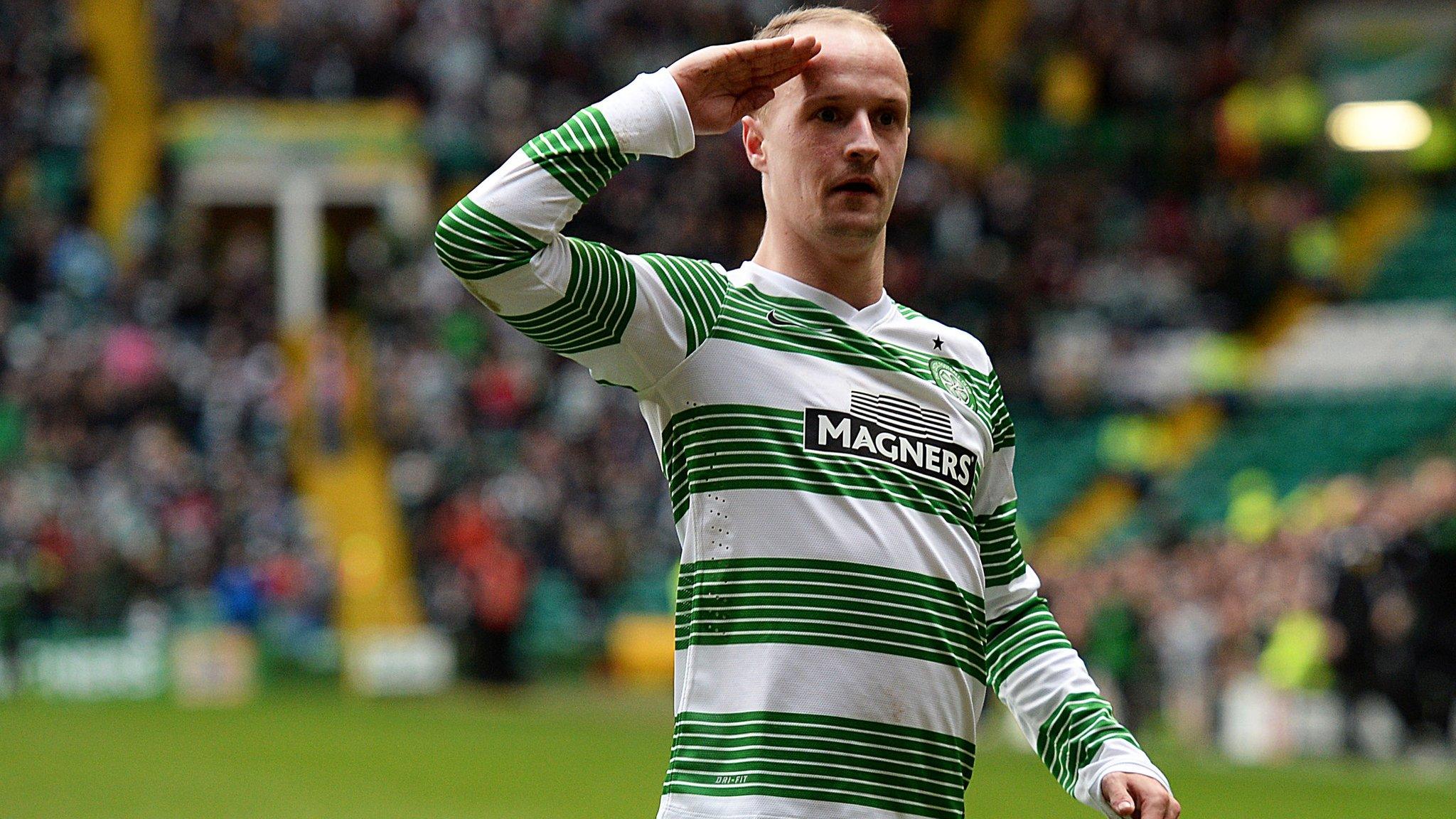 Leigh Griffiths salutes the crowd after his second goal