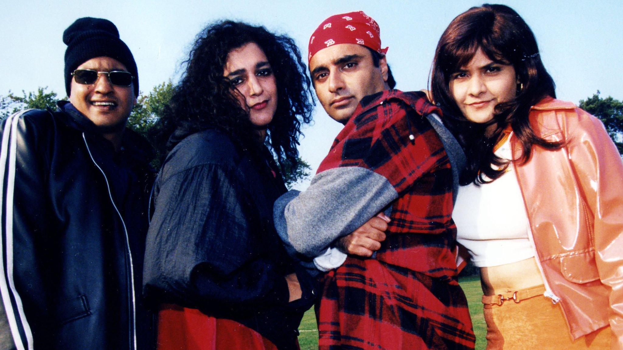 Kulvinder Ghir, Meera Syal, Sanjeev Bhaskar and Nina Wadia as the Bhangra Muffins and the Minx Twins in Goodness Gracious Me