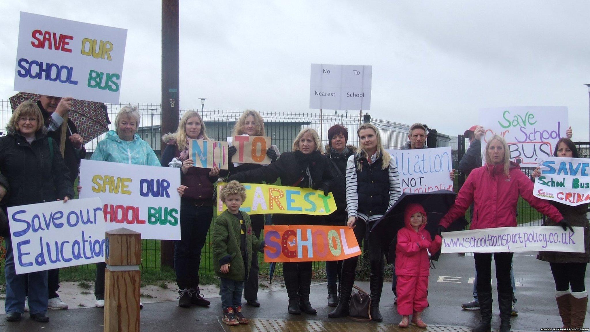 school buses protest