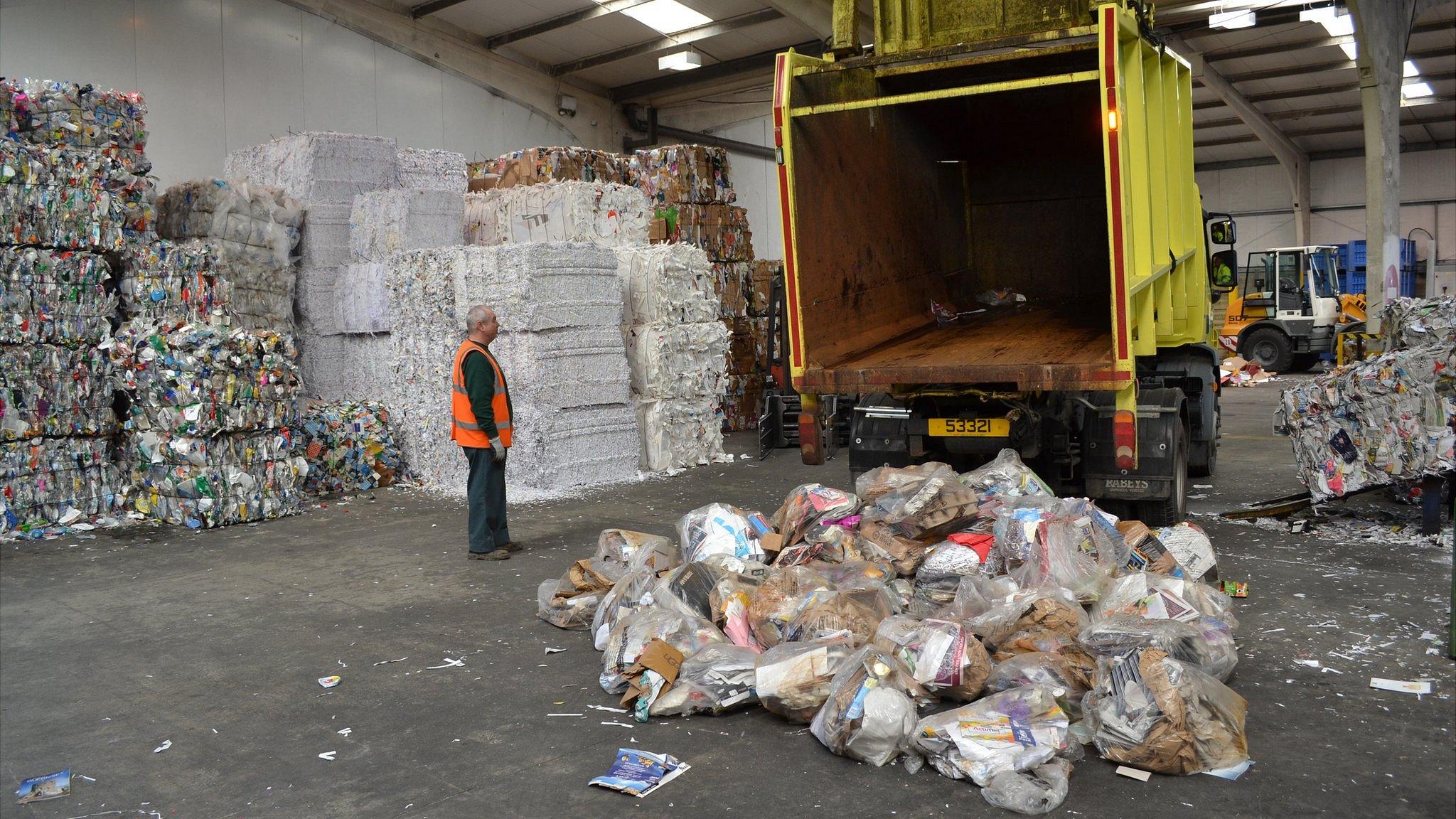 Recyclables being delivered after kerbside collections in Guernsey