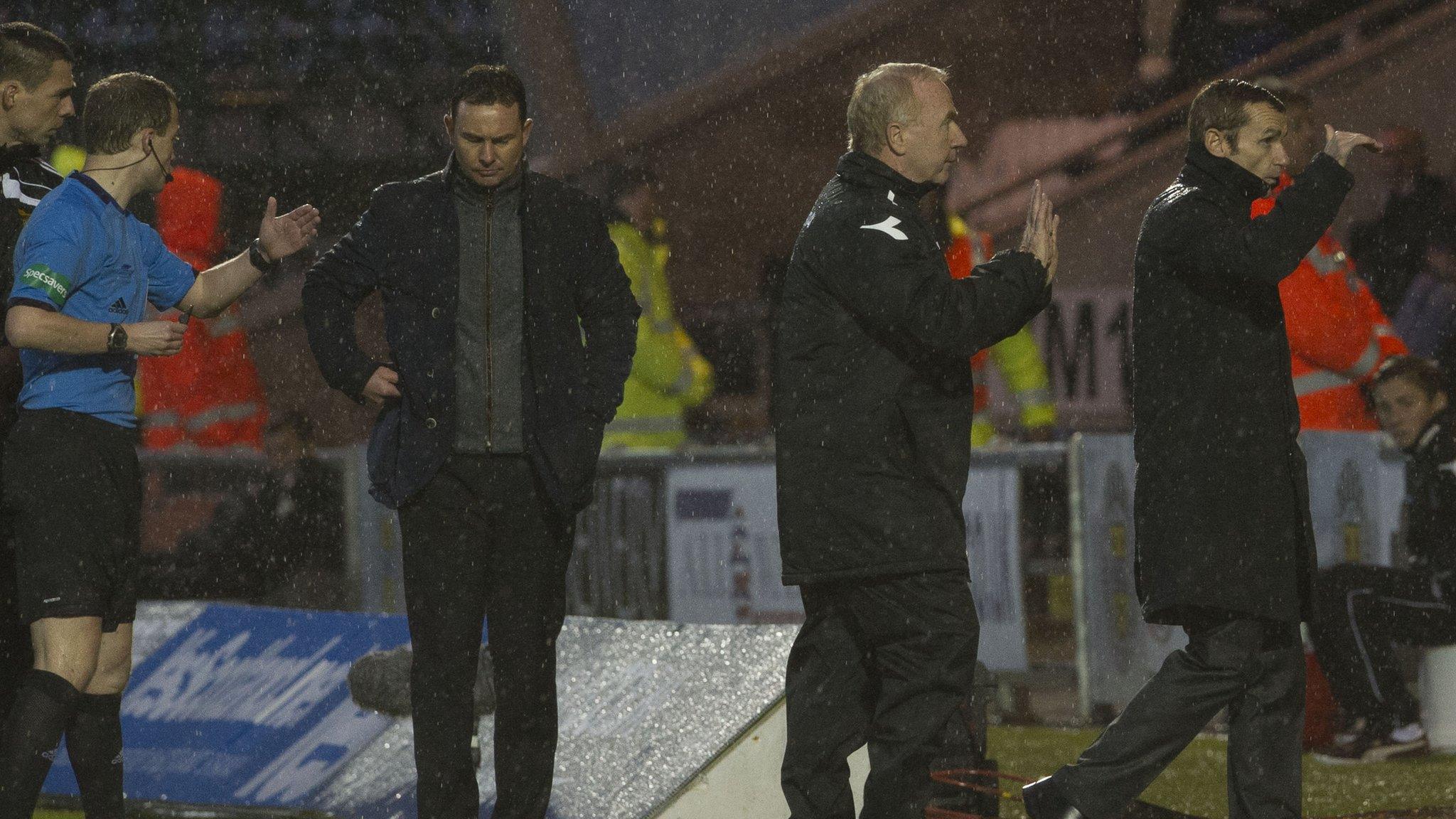 Derek Adams and Danny Lennon were banished to the stand following their angry spat