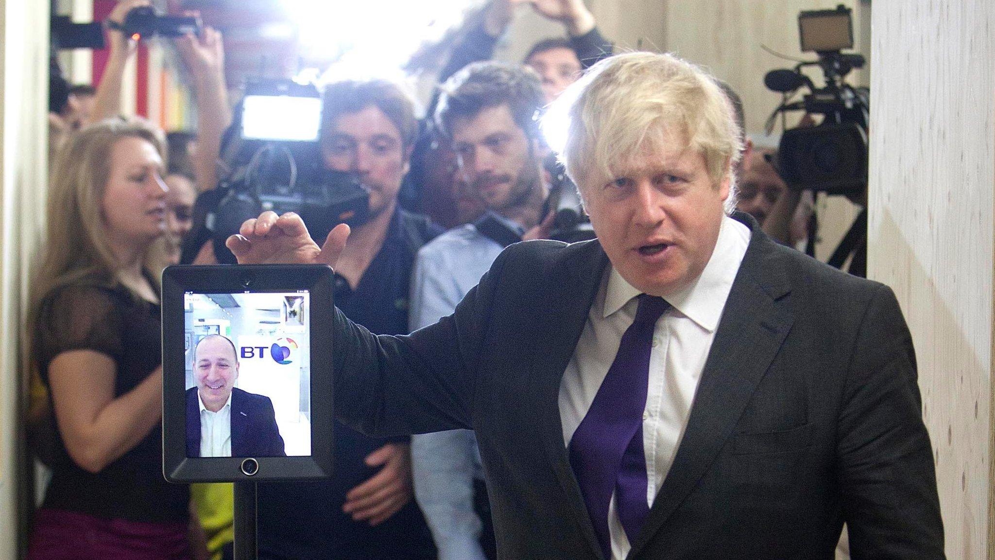 Boris Johnson with telepresence robot