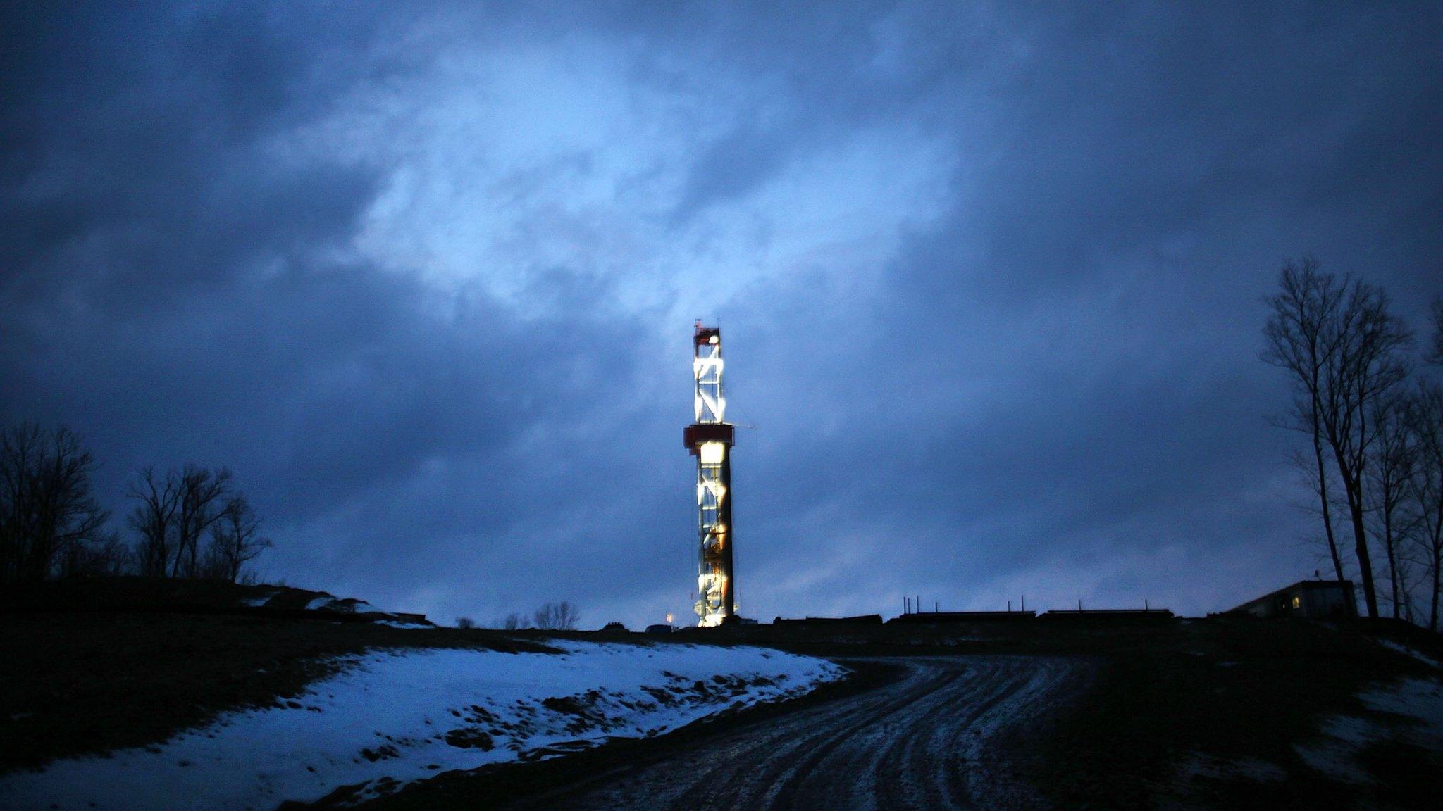 Cabot Oil and Gas natural gas drill is viewed at a hydraulic fracturing site in US