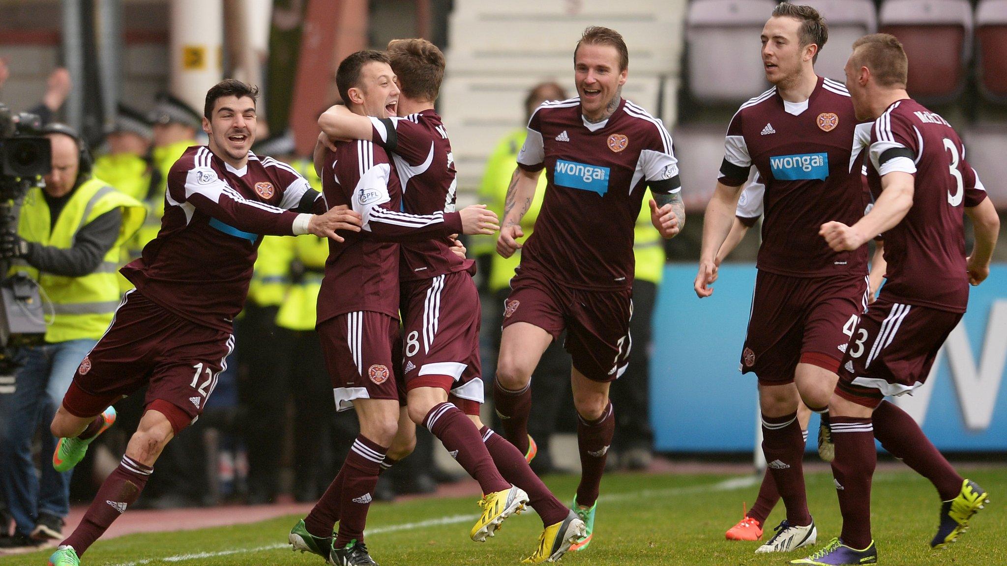 Hearts players celebrating