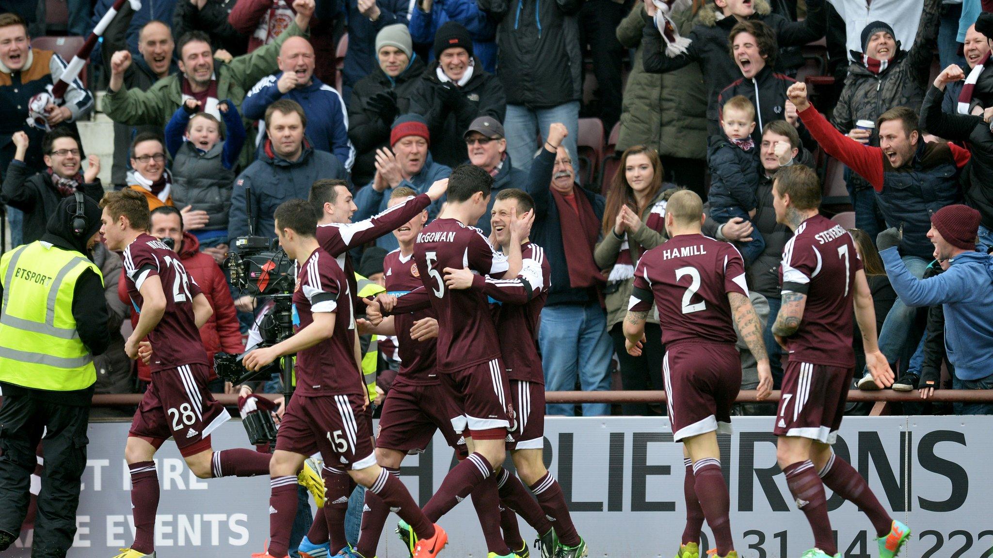 Hearts won Sunday's Edinburgh derby 2-0