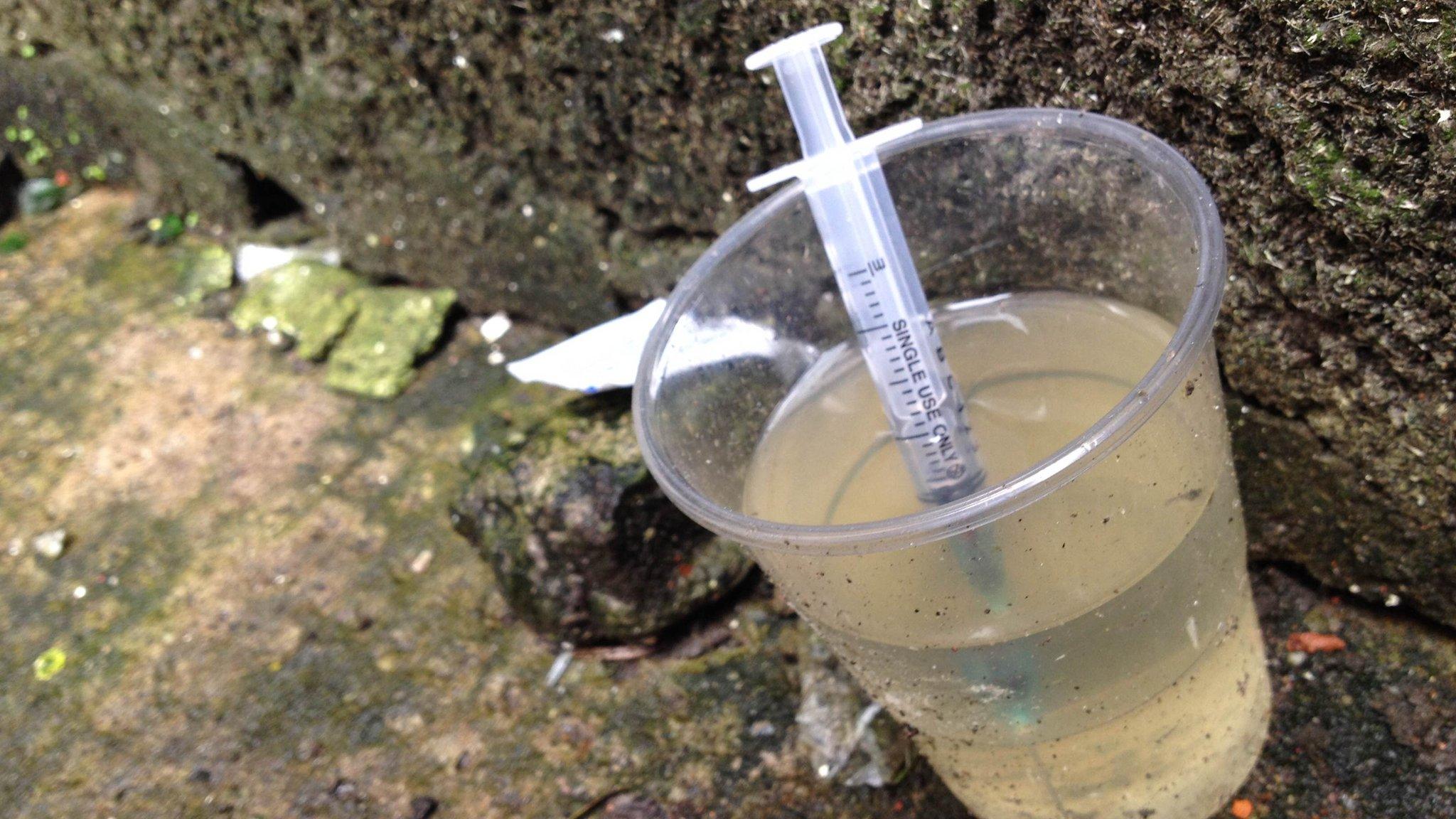 A discarded needle found in Glasgow's Sauciehall Lane.