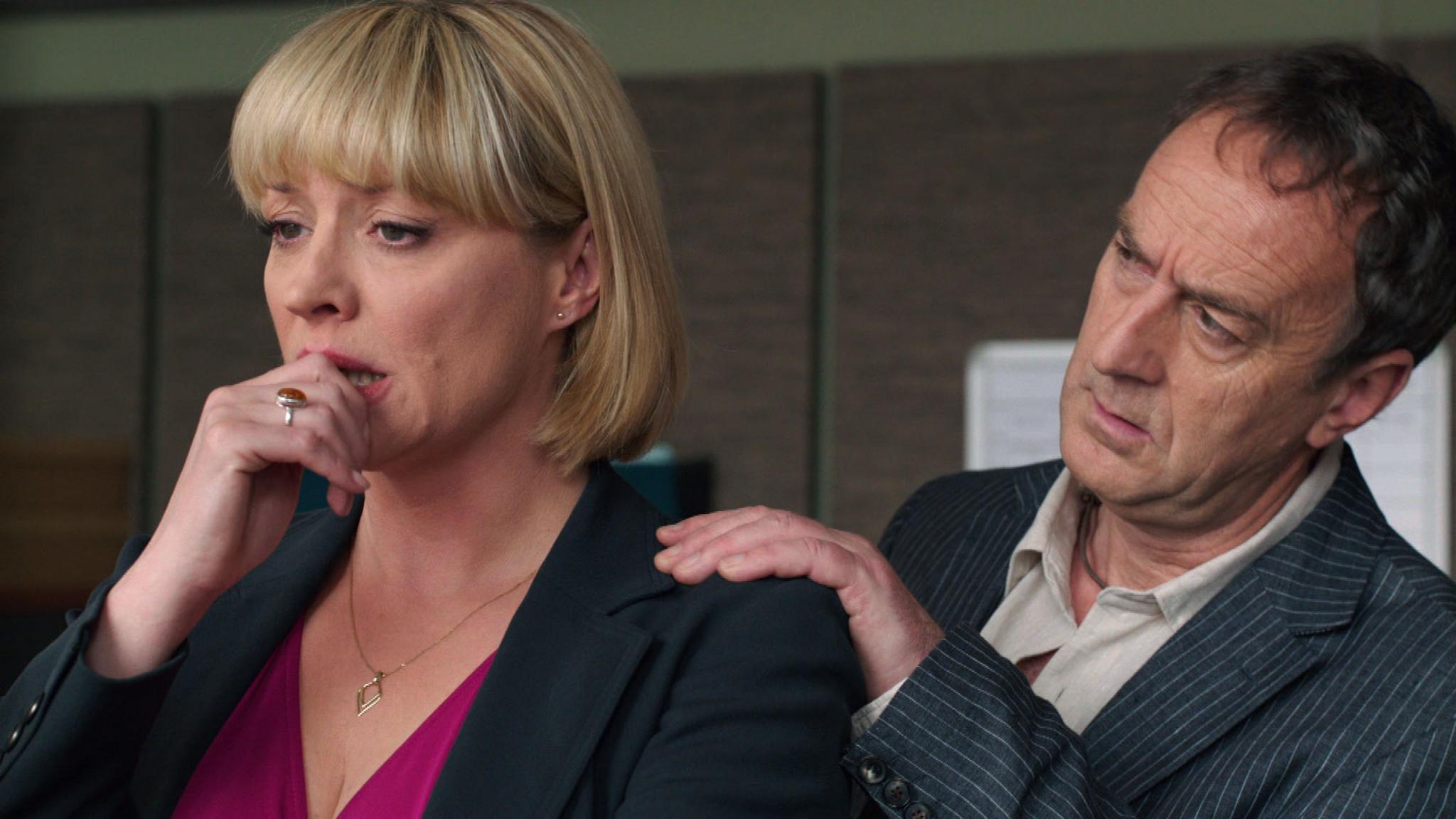 Laurie Brett and Angus Deayton in Waterloo Road in 2013