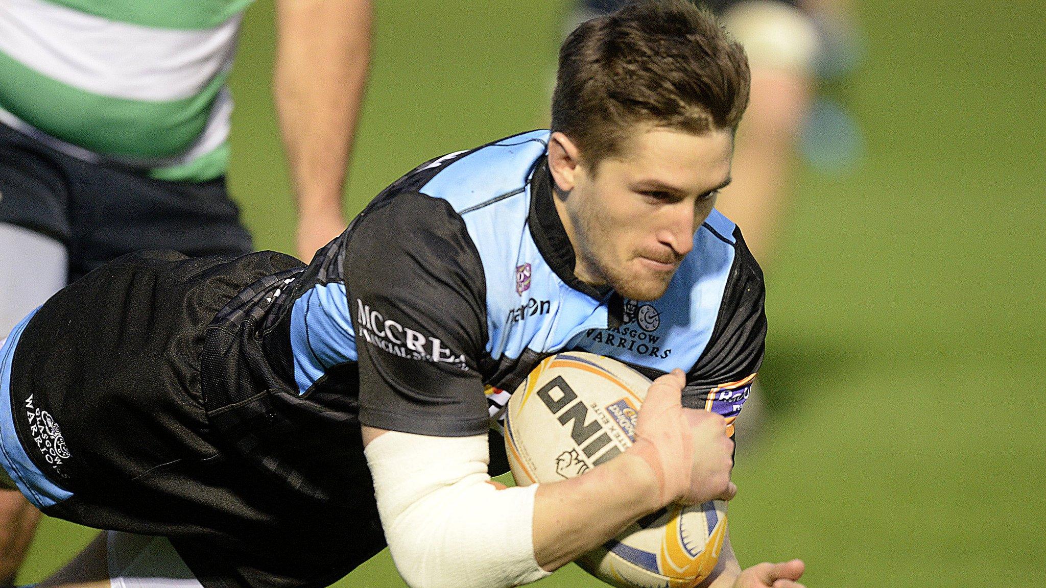 Henry Pyrgos scores a try for Glasgow Warriors against Treviso