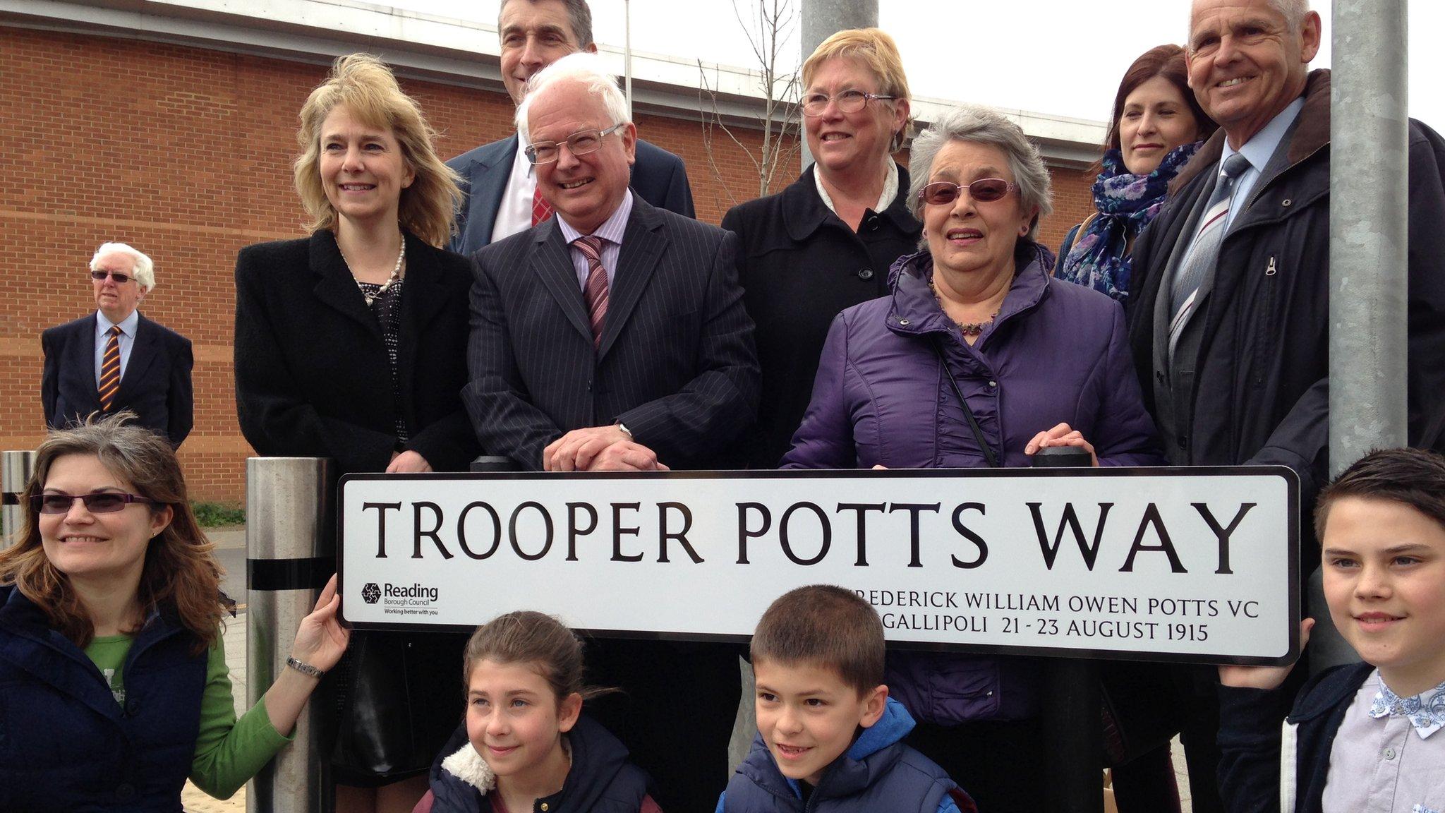 Unveiling of Trooper Potts Way sign