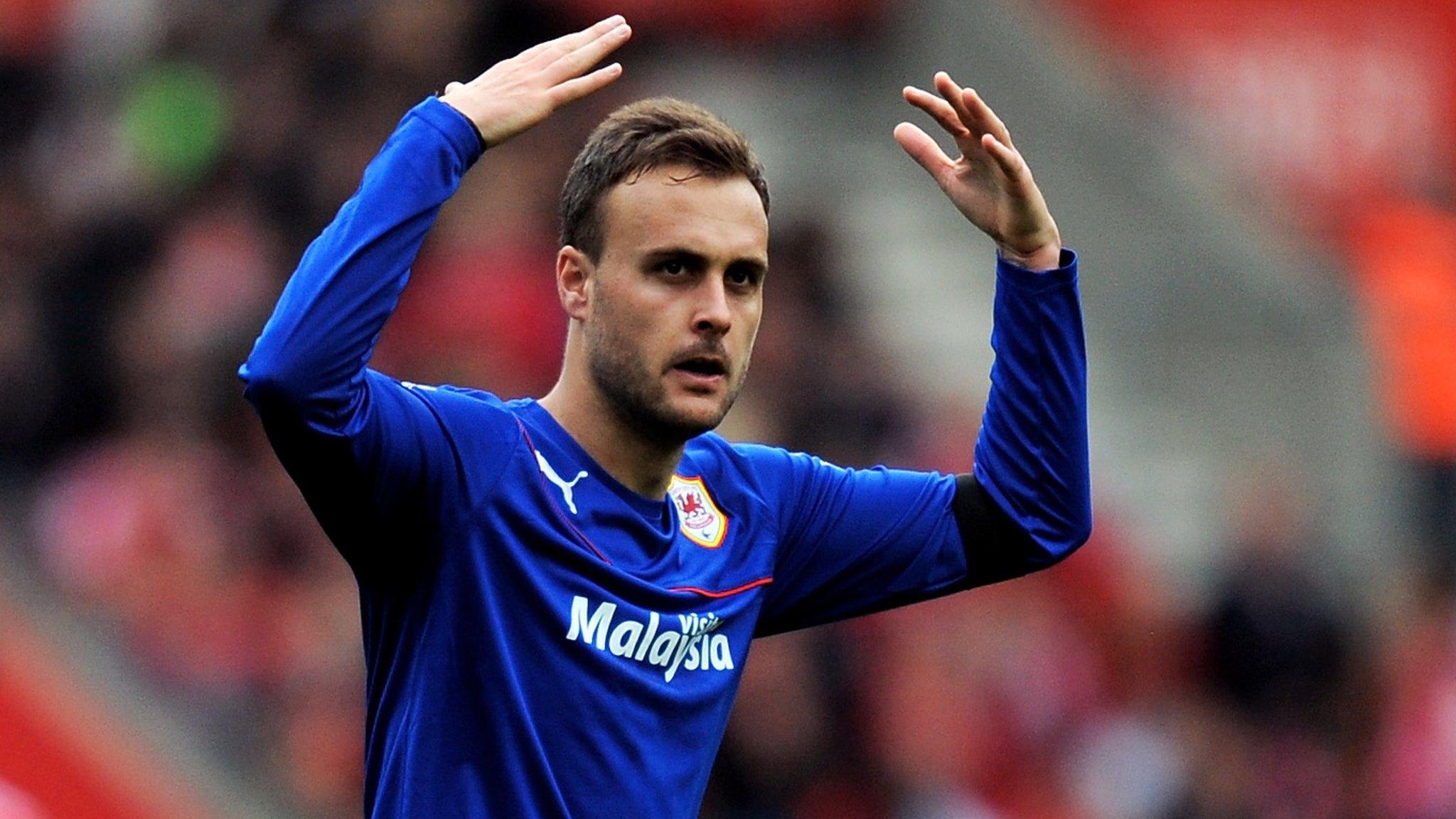 Cardiff defender Juan Cala celebrates his goal at Southampton