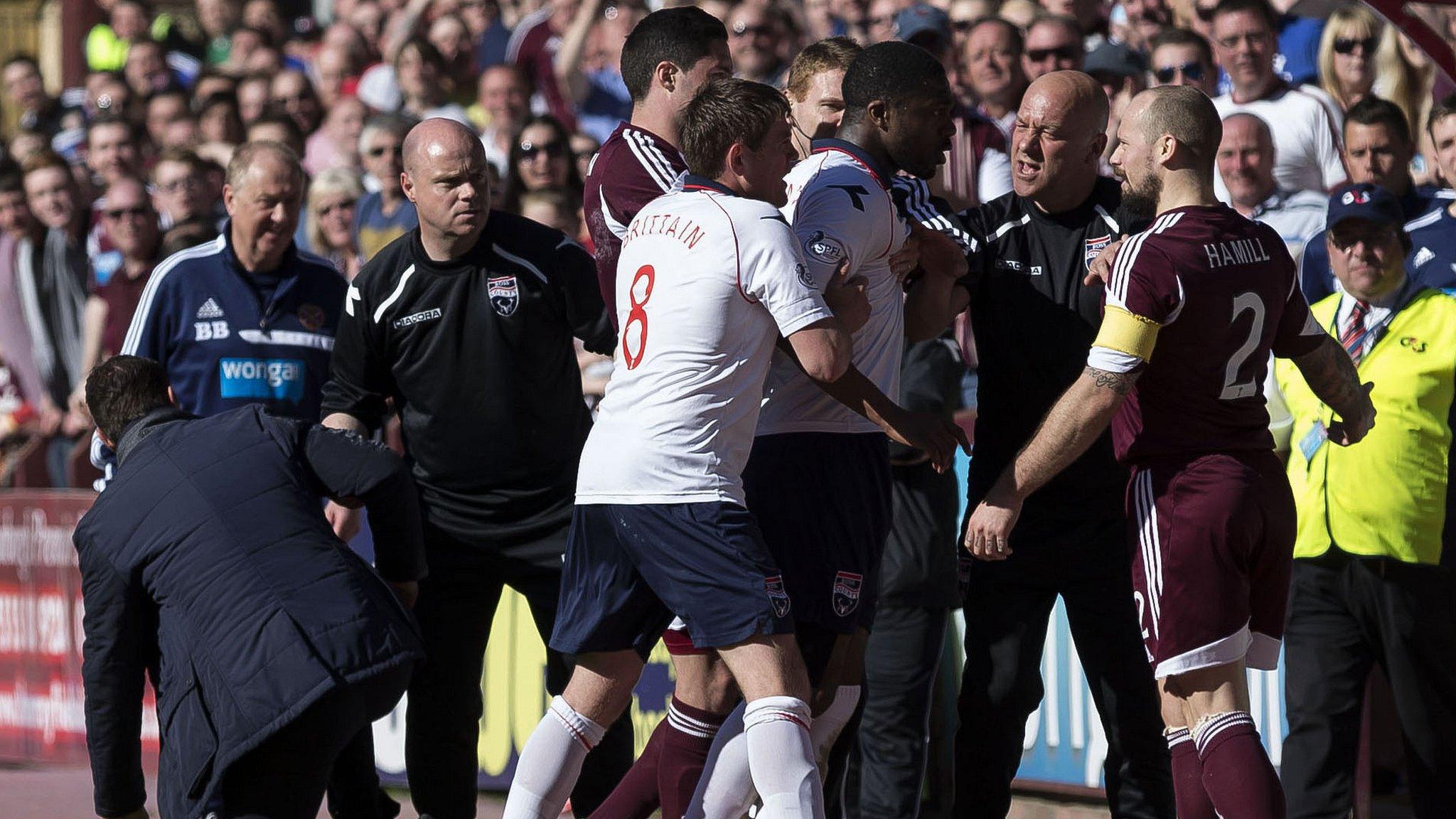 Hearts and Ross County players