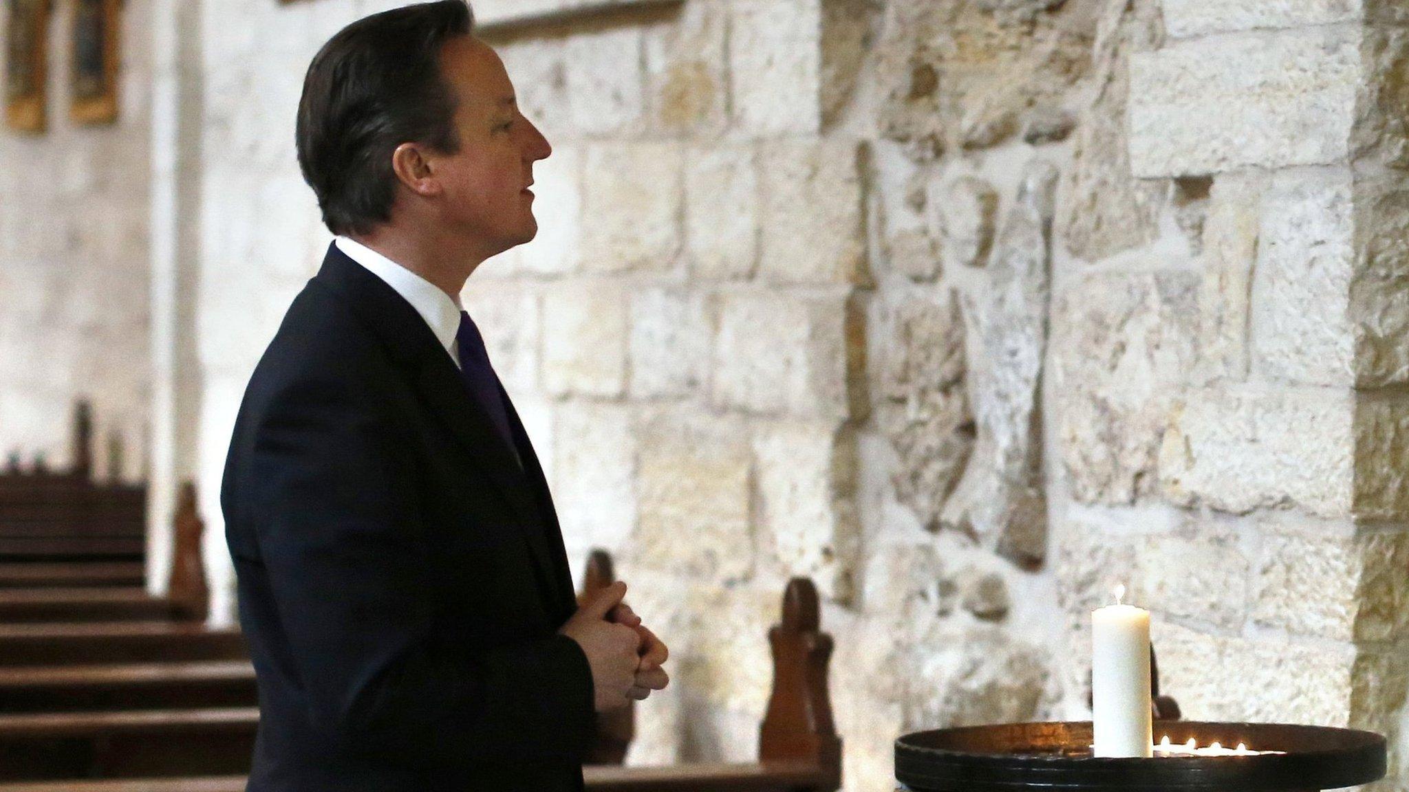 David Cameron visits the Church of the Nativity in the West Bank town of Bethlehem on 13 March 2014