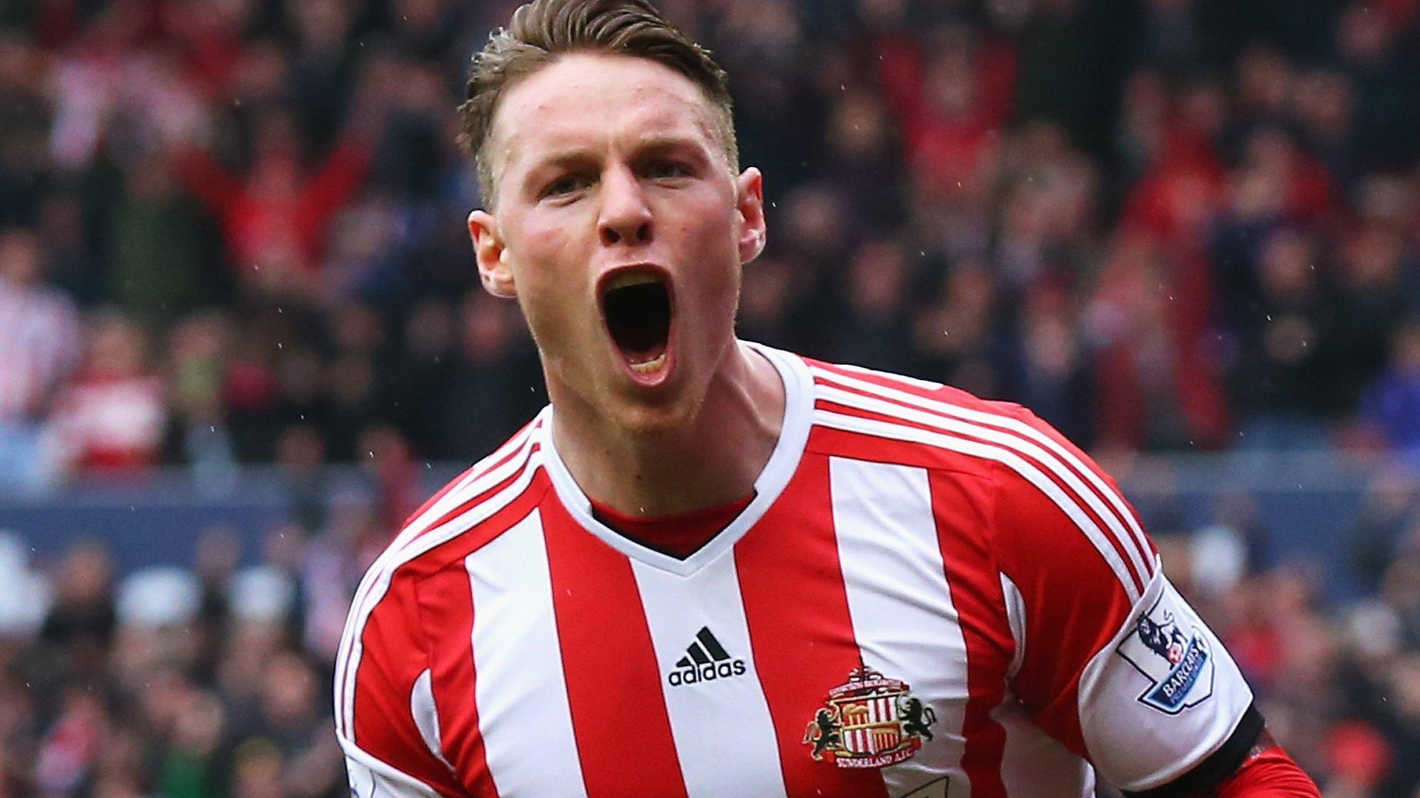 Sunderland striker Connor Wickham celebrates putting his side in front against Cardiff