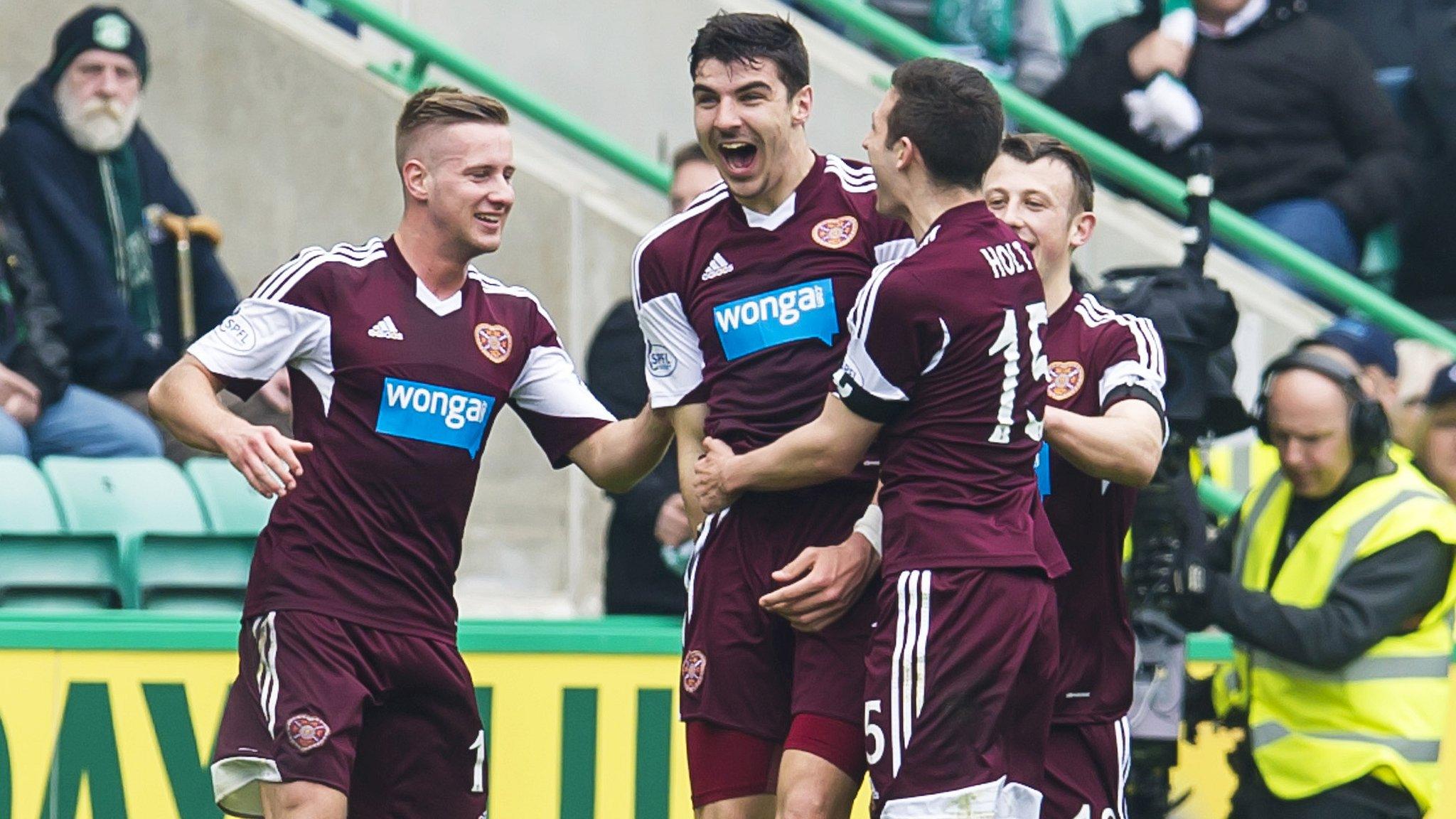 Hearts players celebrating