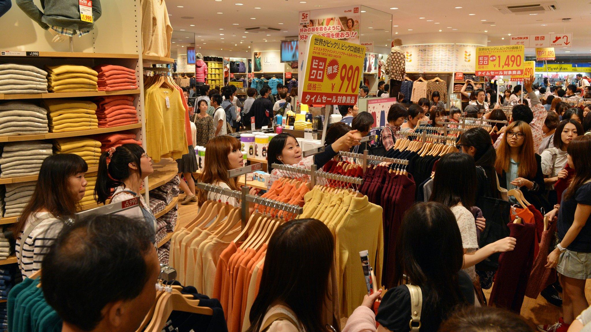 Consumers at a shop in Japan