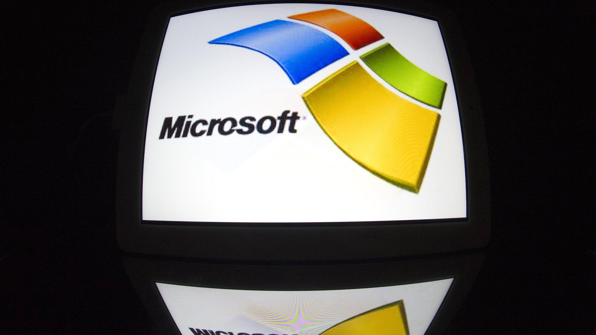 Microsoft logo on a tablet PC