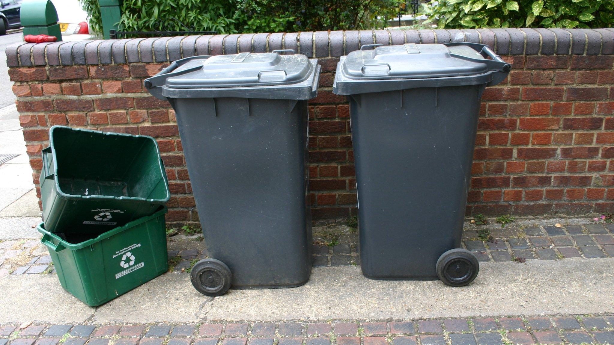 Wheelie bins and recycling boxes