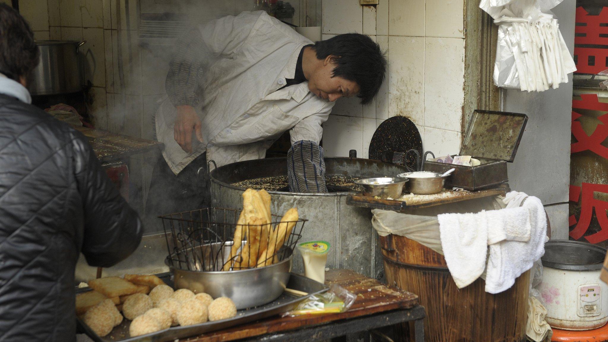 A Chinese street food vendor