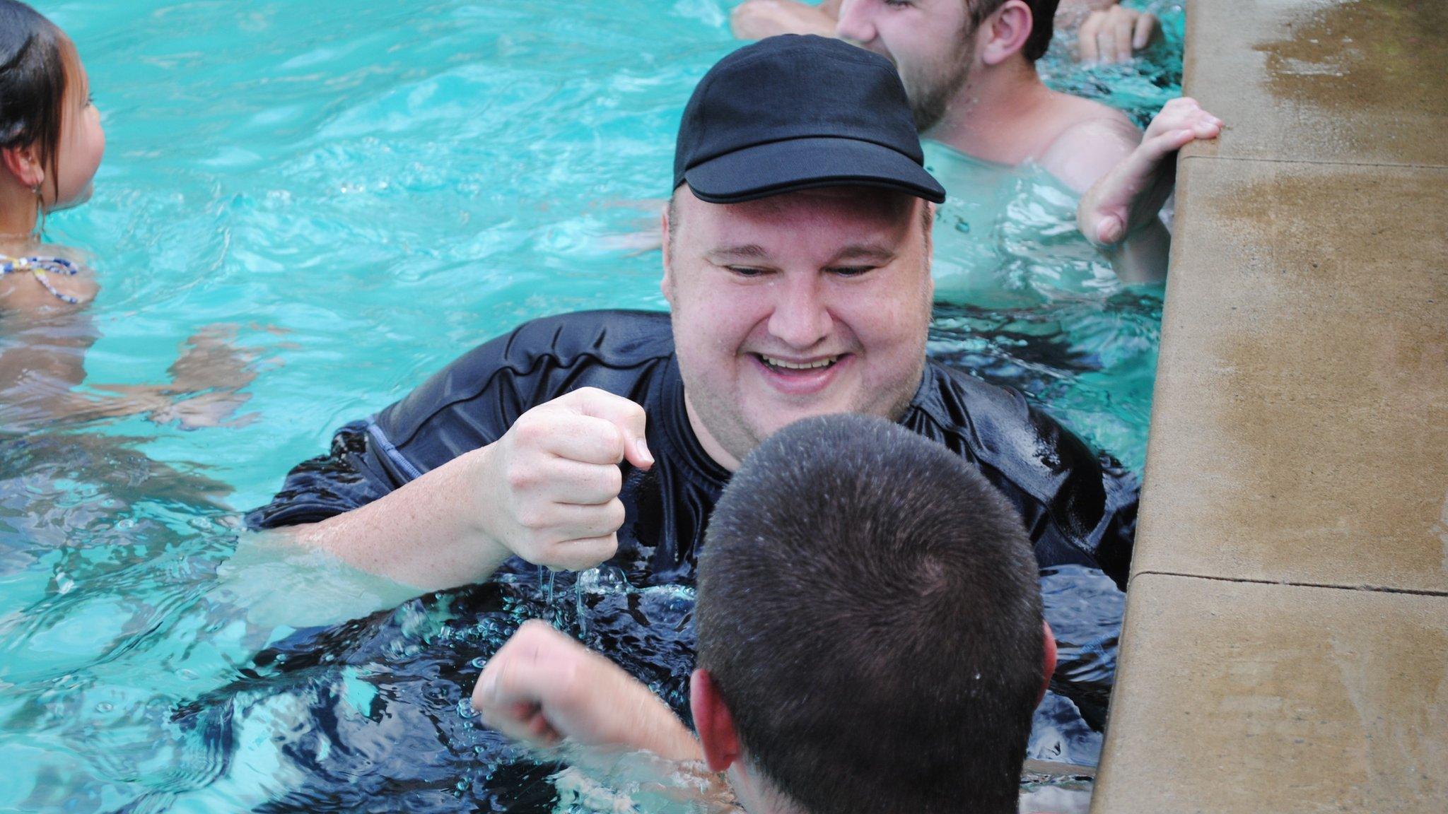 Kim Dotcom fistbumps a supporter