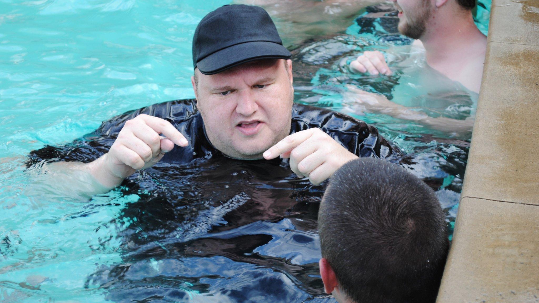 Kim Dotcom in the pool