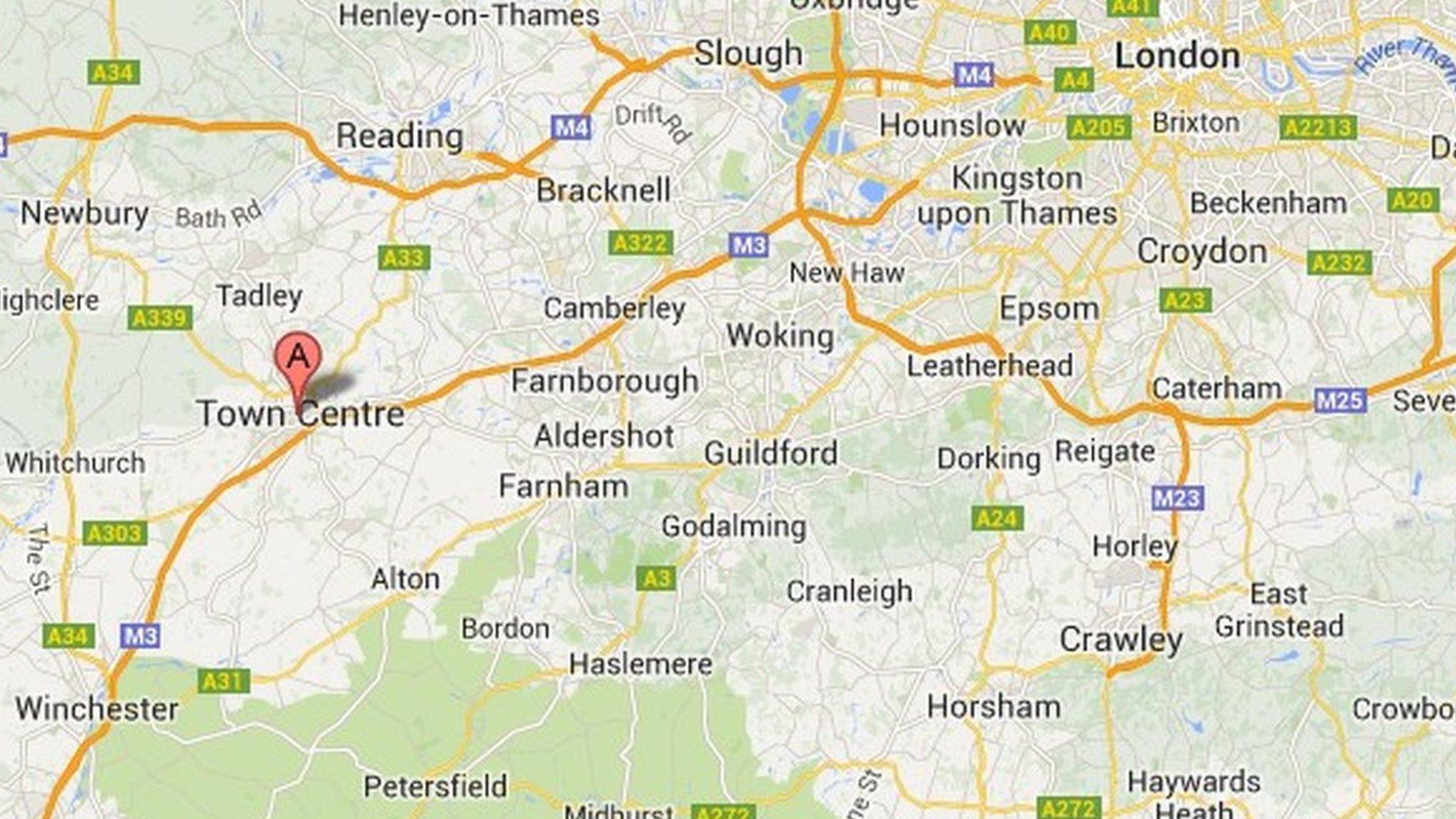 Google map showing "Basingstoke"