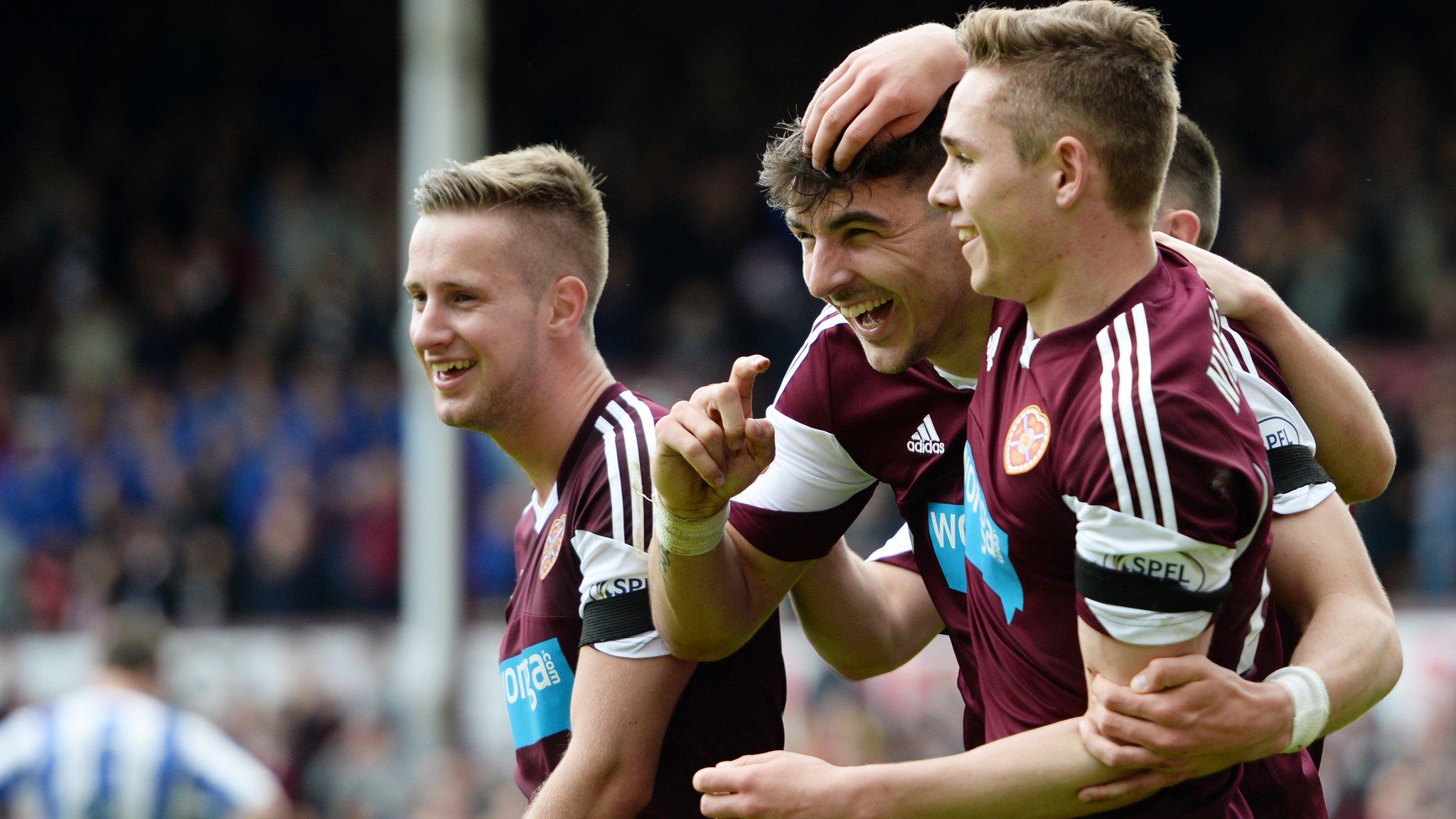 Hearts players celebrating