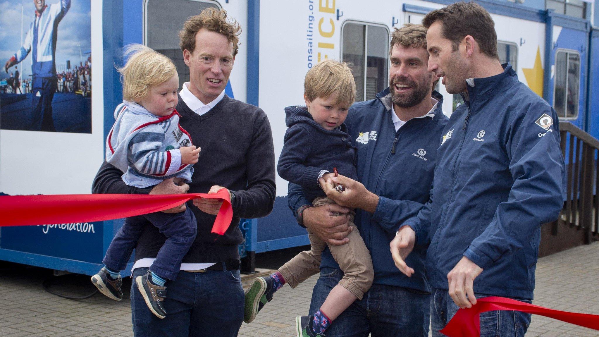 Sir Ben Ainslie, Iain Percy, Paul Goodison and Andrew Simpson's children