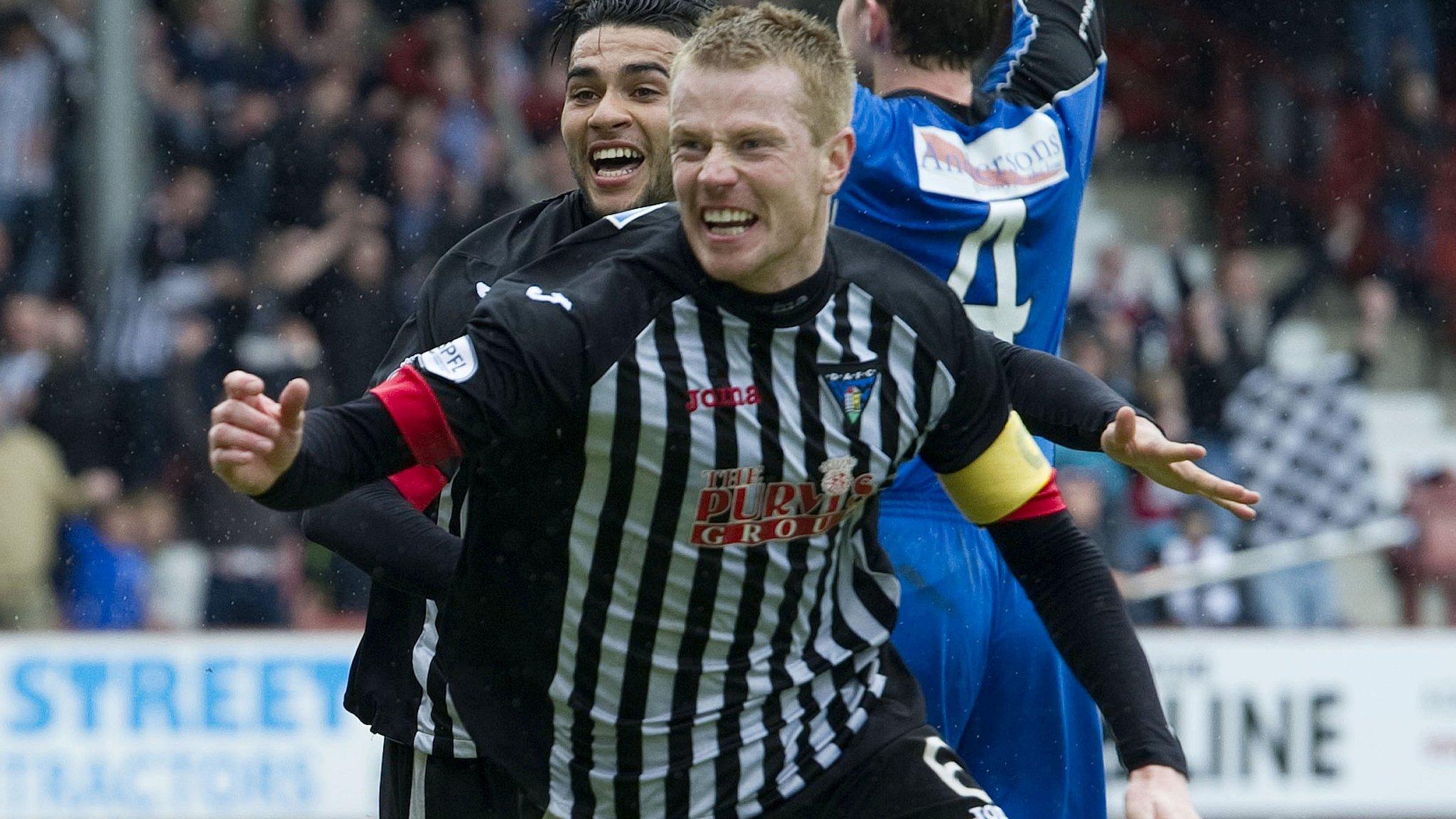 Andy Geggan celebrates after scoring for Dunfermline