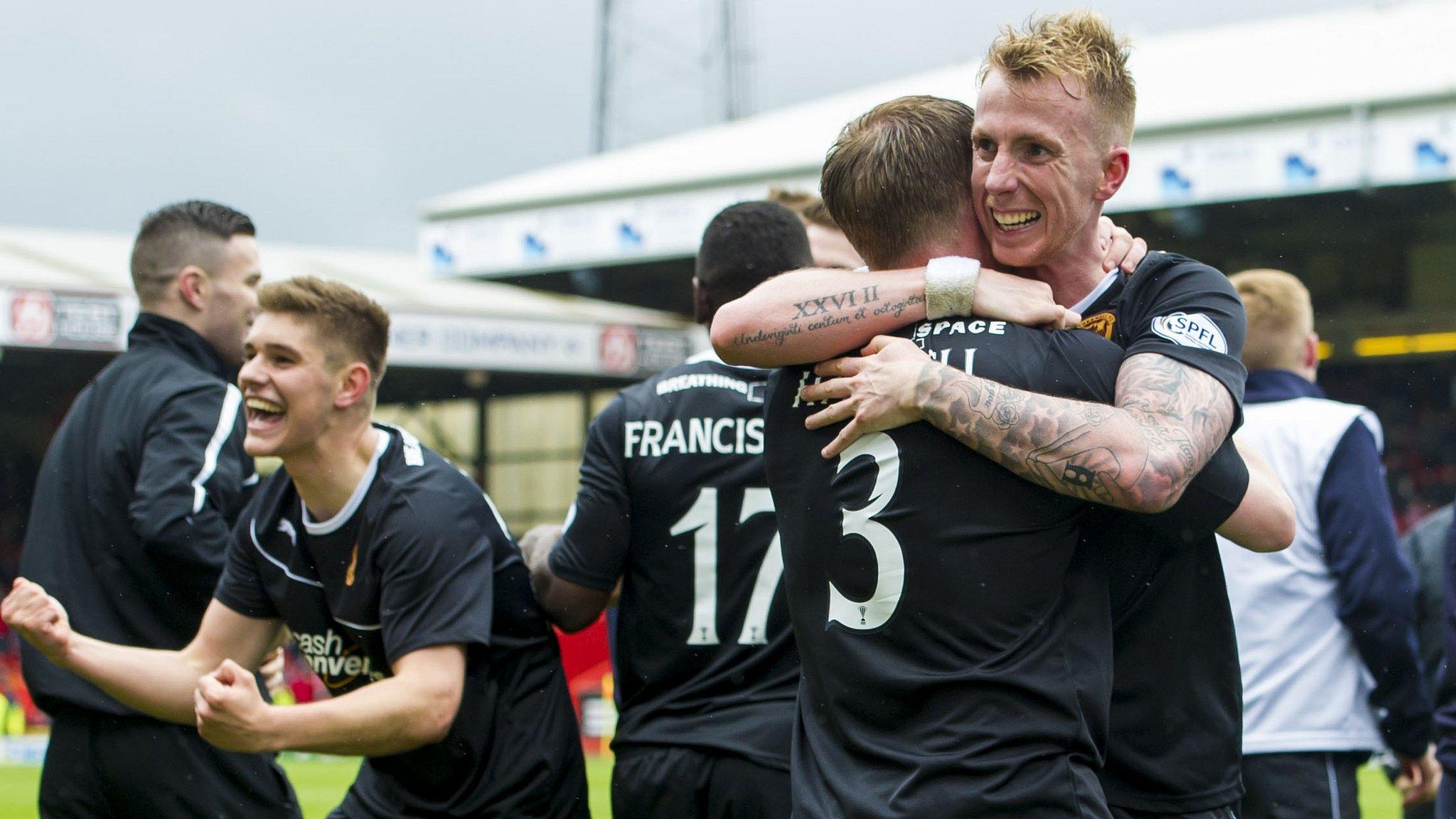 Motherwell players celebrating