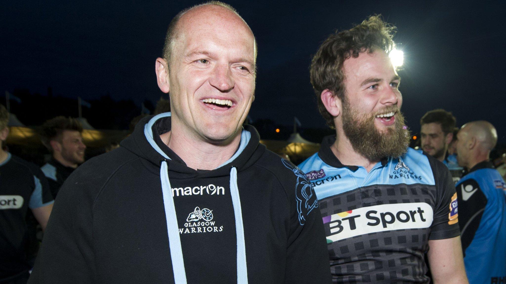 Glasgow head coach Gregor Townsend with Ruaridh Jackson