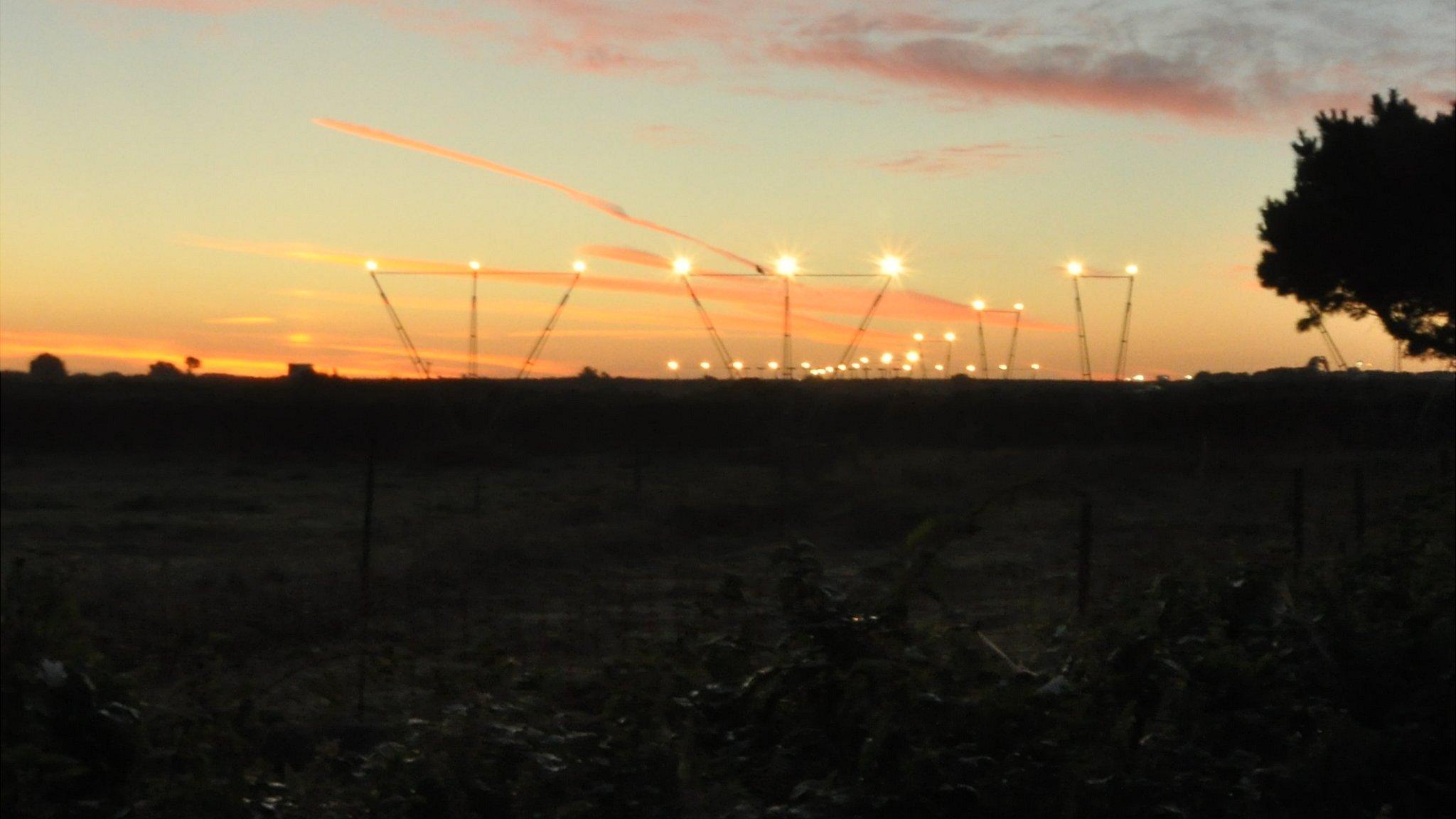 Landing lights at Guernsey Airport